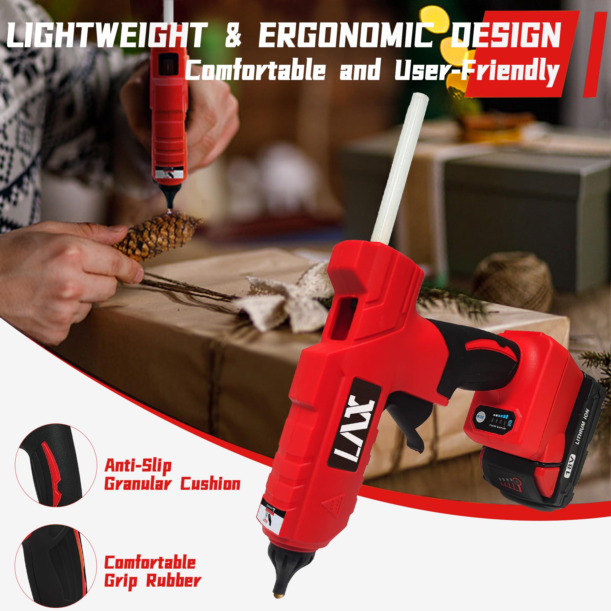 Milwaukee M18 Cordless Glue Gun - 100W Fast Heating Hot Glue Gun with 20 Glue Sticks for DIY Crafts, Home Repairs, Woodworking & Quick Fixes | Compatible with M18 Battery (Battery Not Included)