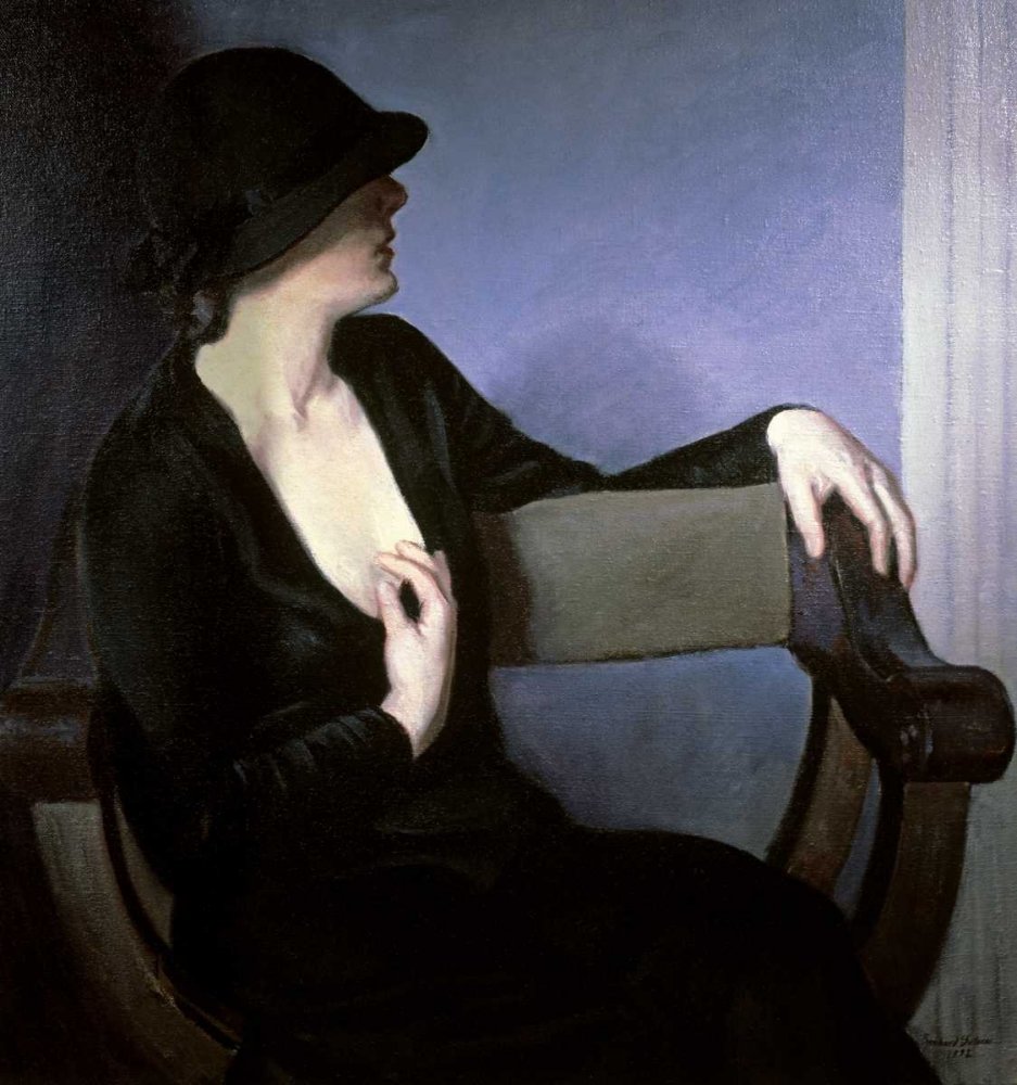 Bernhard Gutmann Woman in Black Art Print - 35 x 33 Inch Fine Art Paper for Framing - Elegant Wall Decor for Living Room, Bedroom & Office