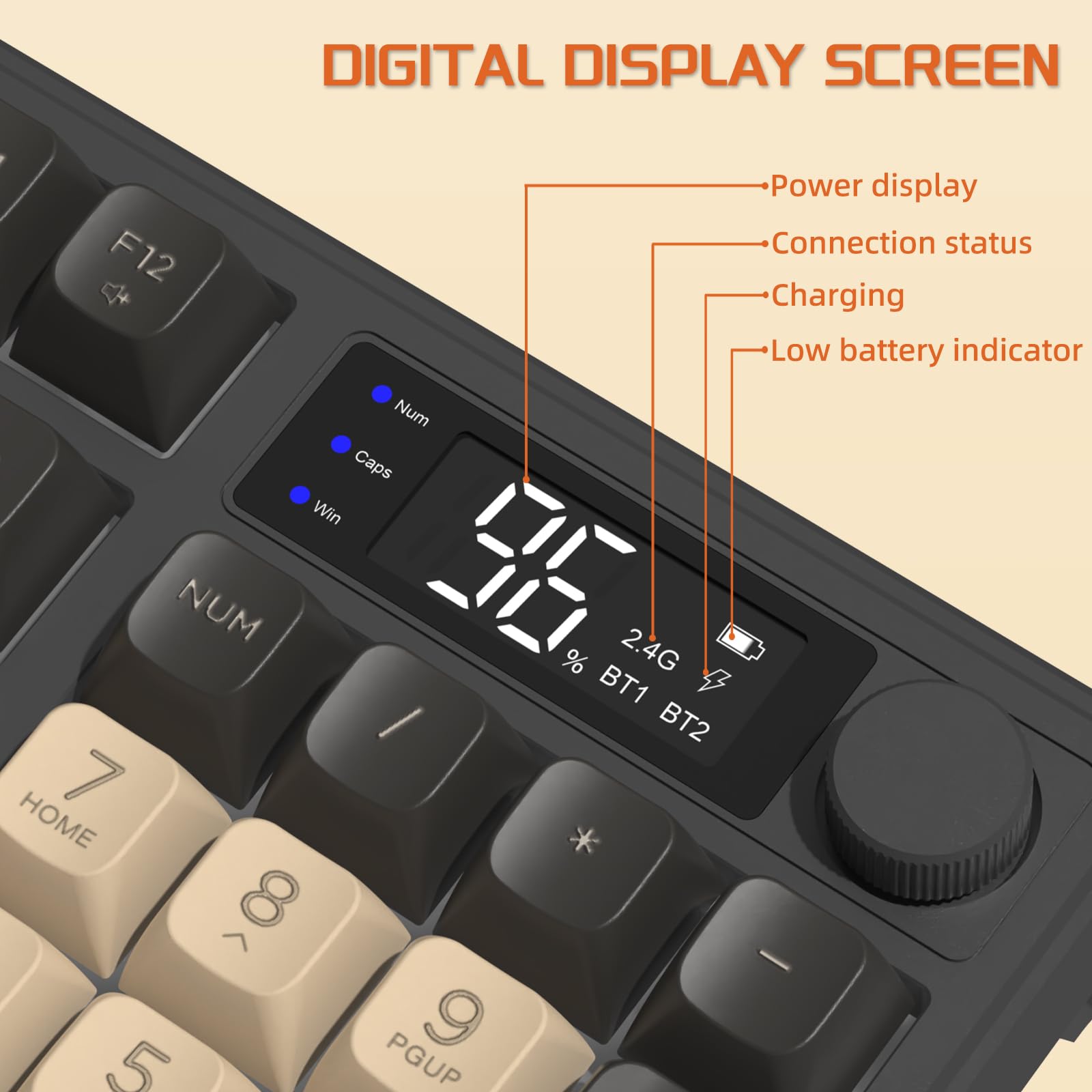 Freewolf M96 Wireless Gaming Keyboard - RGB Backlit, Knob Control, Bluetooth/2.4G for Win/Mac | Perfect for Esports & Office Work
