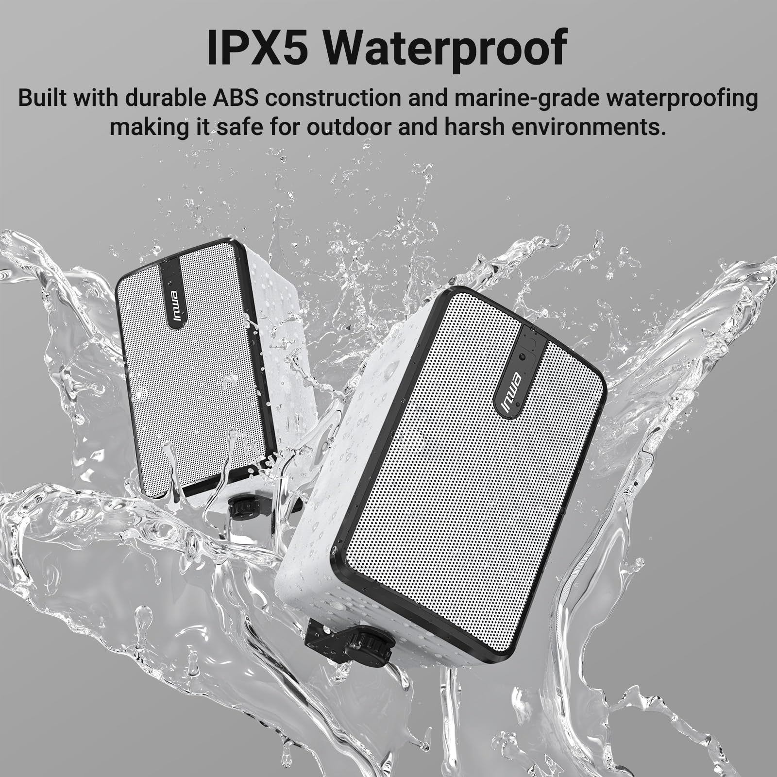 Upgraded Bluetooth Outdoor Speakers with Powerful Bass - IPX5 Waterproof Wall Mount Wireless Speaker, 100W RMS, Wireless Sync for 100+ Speakers - Perfect for Patio, Pool Party, Backyard, Garage & Indoor Use (MZ-632, 2 Pack)