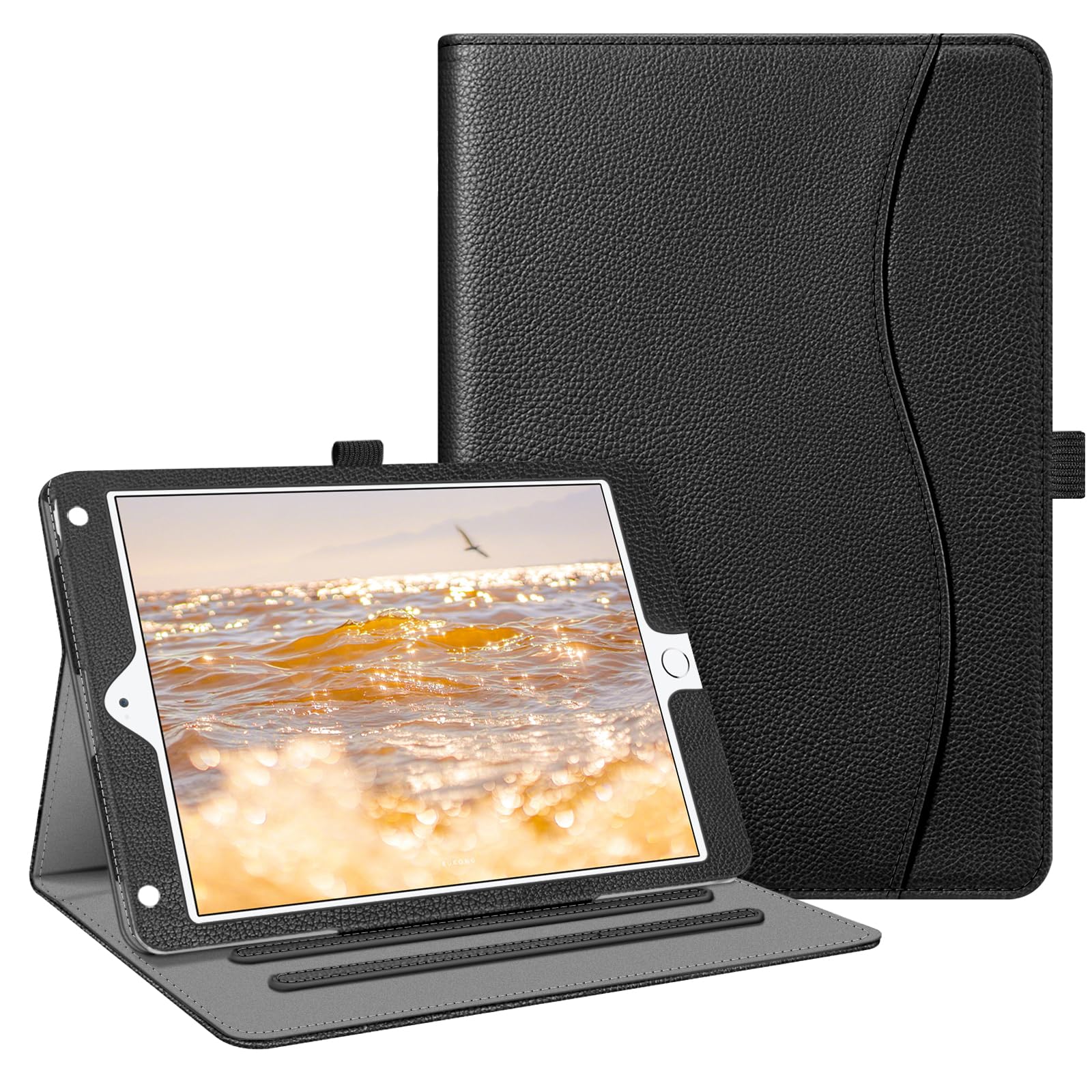 Fintie Protective Case for iPad 9.7 (6th/5th Gen), iPad Air 2 & iPad Air 1 - Multi-Angle Folio Cover with Corner Protection, Auto Wake/Sleep & Storage Pocket - Perfect for Work, School & Travel (Black)
