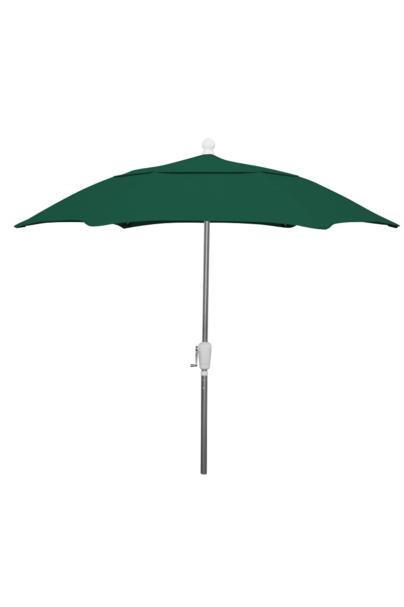 7.5' Hexagonal Patio Umbrella with Crank Lift - Durable Aluminum Pole & Forest Green Spun Acrylic Canopy - Perfect for Backyard, Poolside, and Outdoor Dining Areas