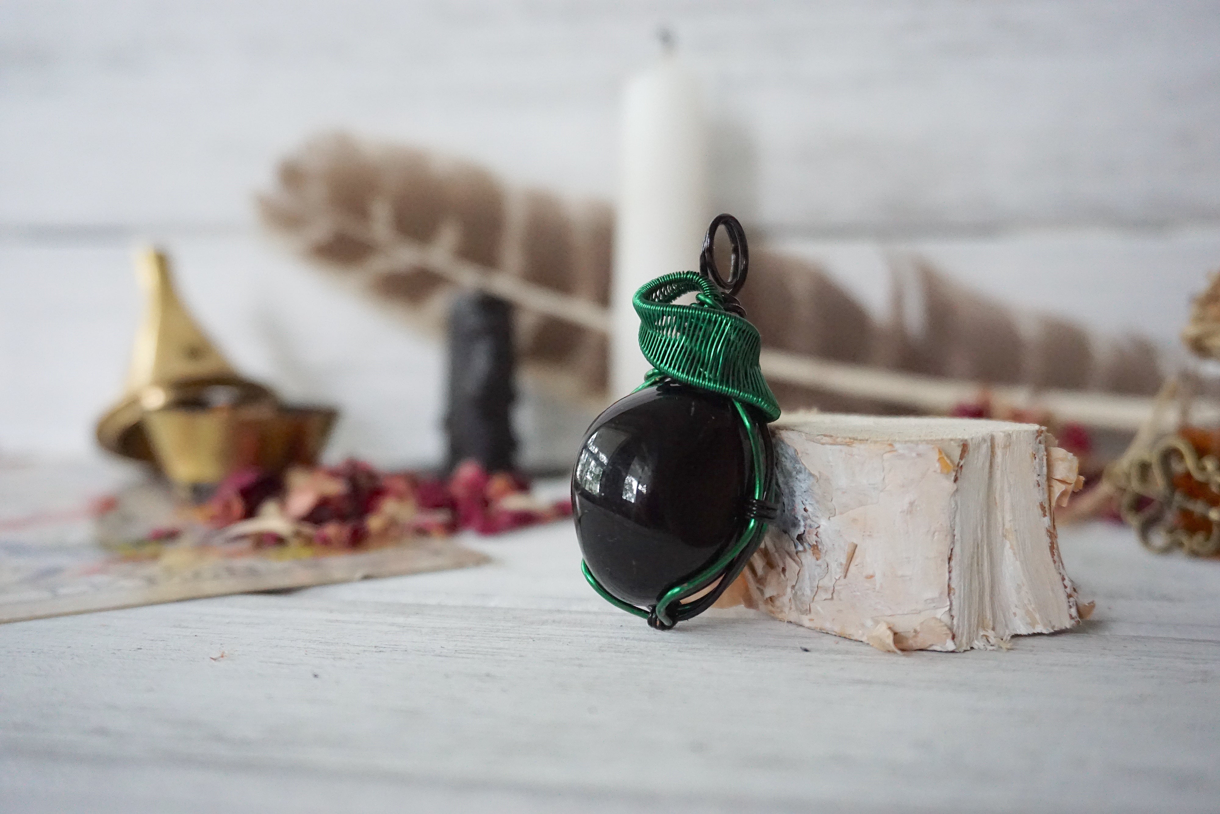 Aura Obsidian Collection - Obsidian Green Necklace for Women | Handmade Healing Crystal Jewelry for Meditation, Yoga & Spiritual Energy