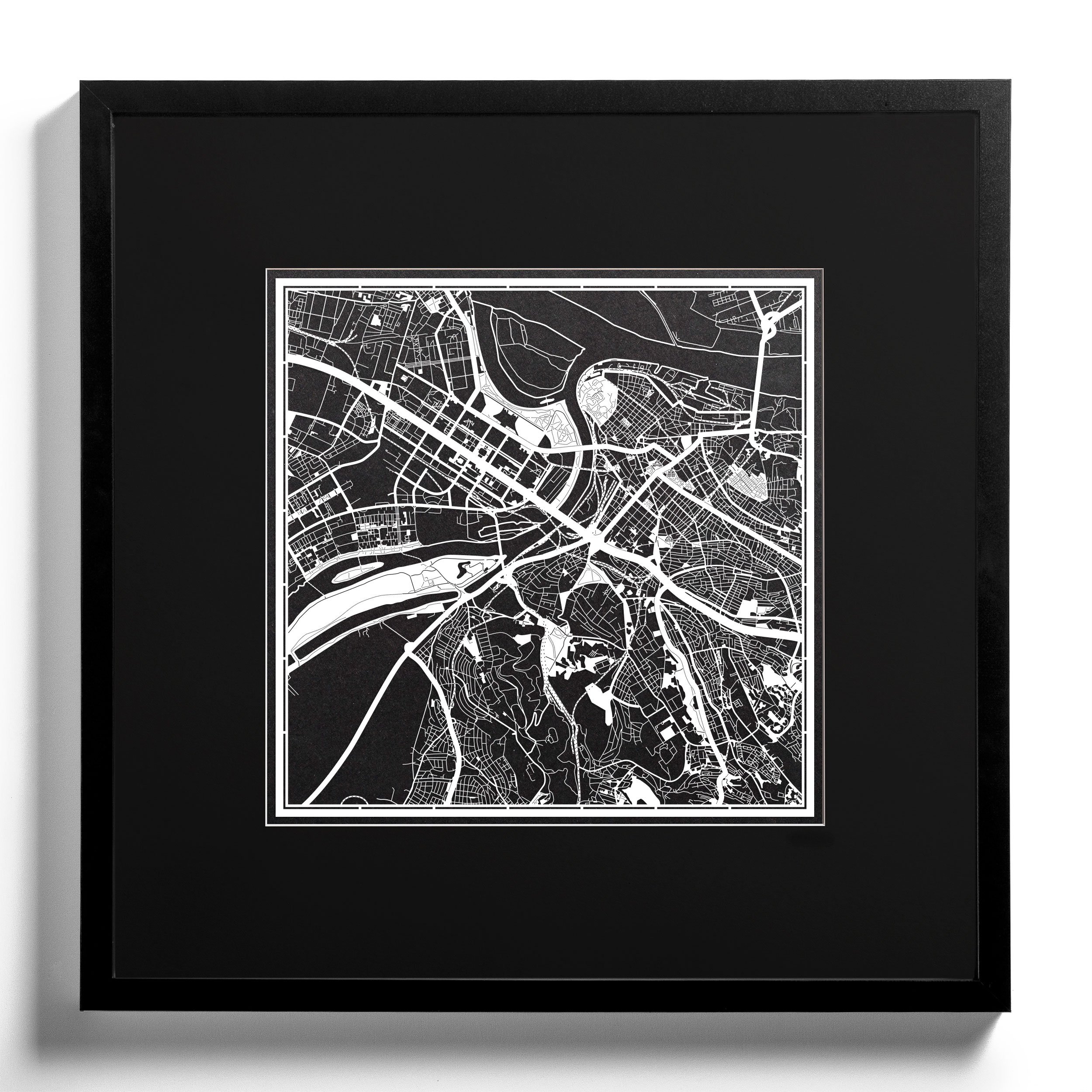 Belgrade Paper Cut Map by O3 Design Studio - White 12x12 Inches Paper Art Wall Decor - Perfect for Home, Office & Gift Giving