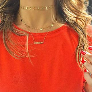 14K Gold Chevron Choker Necklace - Elegant Layered Dainty Chain for Women - Perfect for Weddings, Parties & Everyday Wear