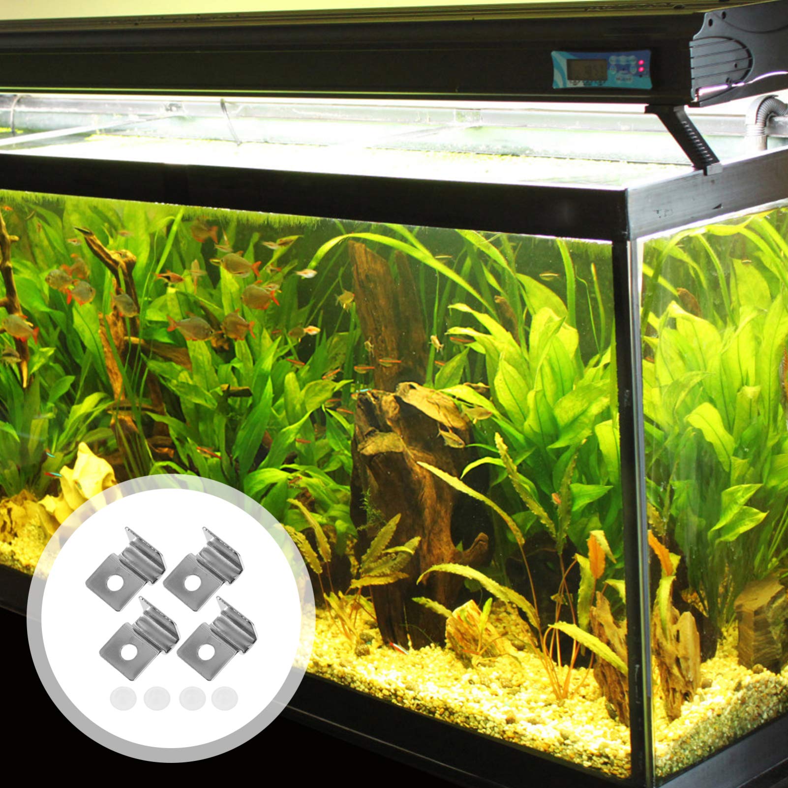 4Pcs Clear Acrylic Aquarium Lid Clips - 5mm Fish Tank Glass Cover Support Clamps | Secure Holder for Aquarium Accessories | Perfect for Freshwater/Saltwater Tanks, Terrariums & Reptile Enclosures