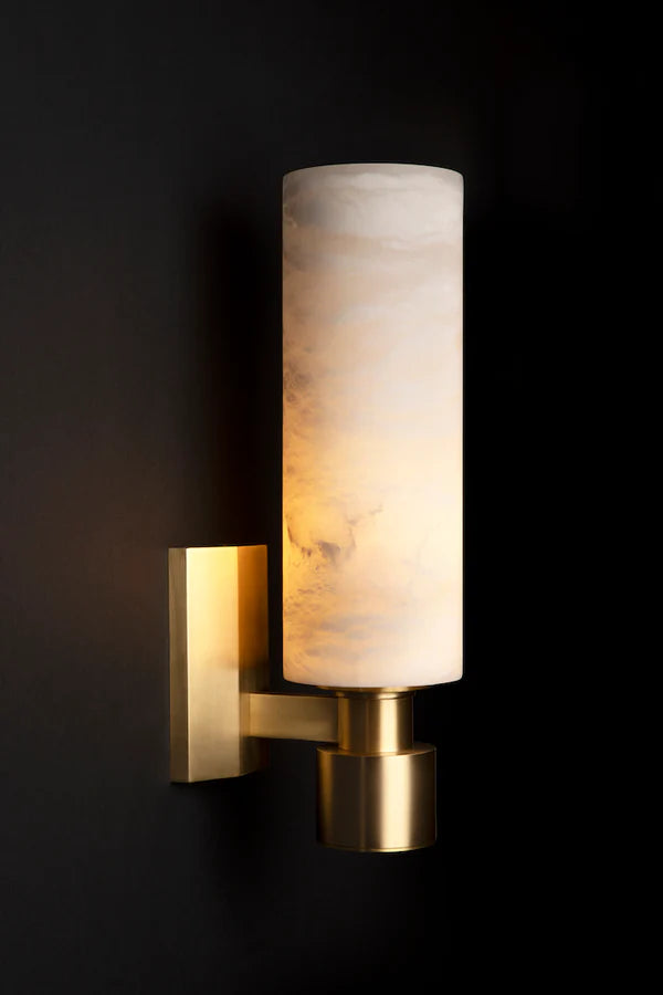 Elegant Ashton Alabaster Wall Sconce - Modern Plug-in Light Fixture for Bedroom, Hallway & Living Room Decor