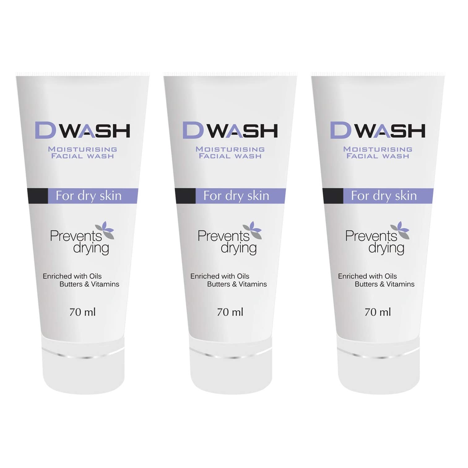 Dwash Moisturising Facial Wash - Hydrating & Gentle Cleanser for All Skin Types (Pack of 3) | Daily Skincare Routine, Travel-Friendly, Gift Idea