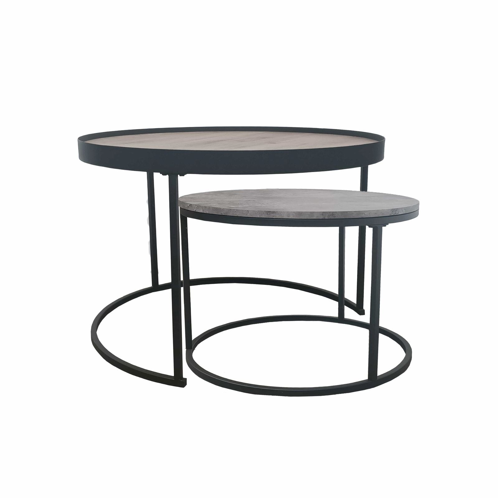 Modern Nested Coffee Table Set - Walnut Wood & Cement Design by Urban Style - Perfect for Living Room, Lounge, and Office Decor