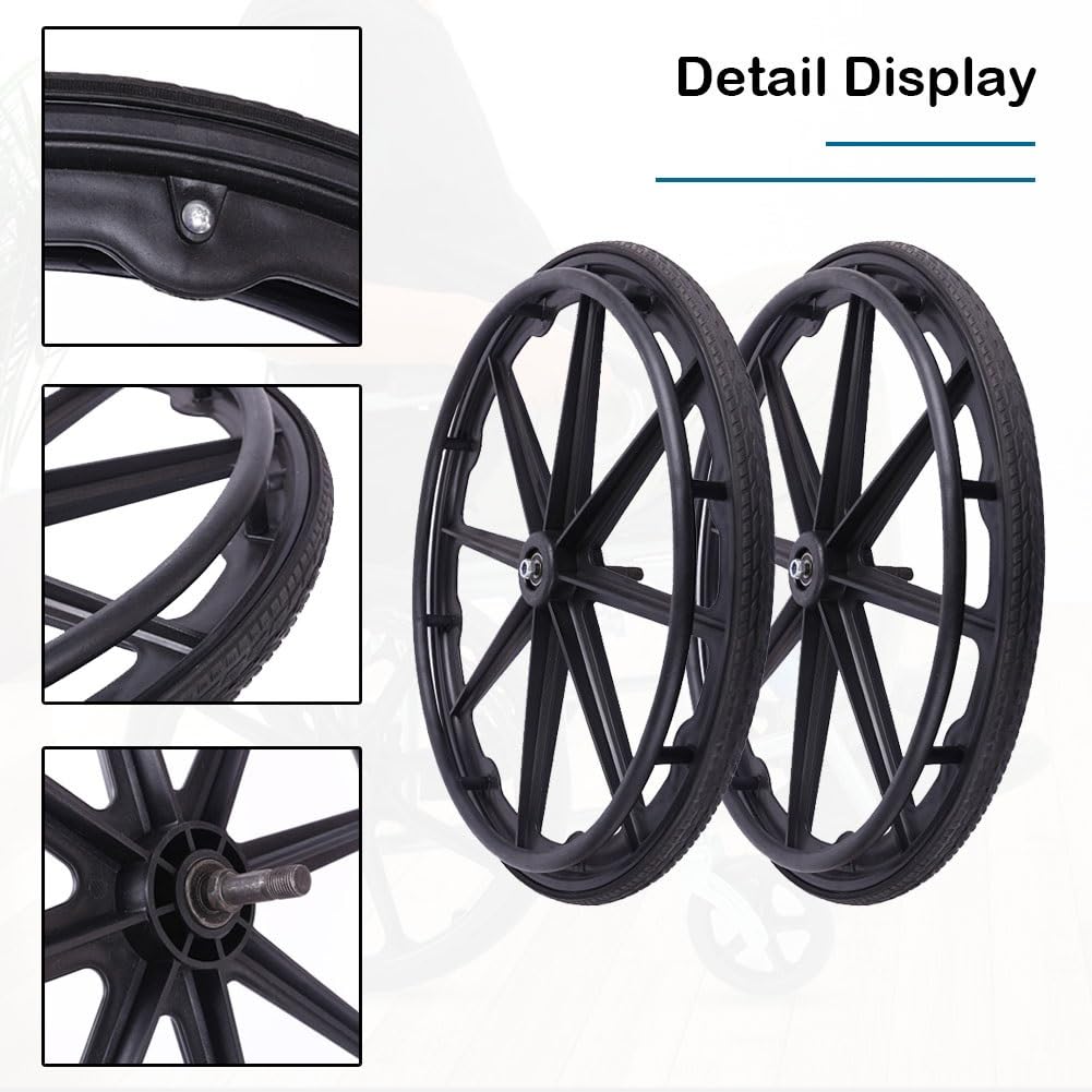 18 Inch Black Solid Wheelchair Rear Wheels with 1/2
