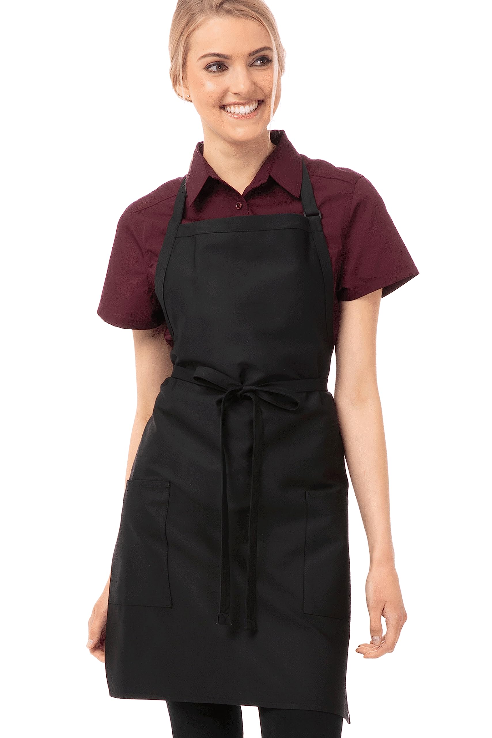 Chef Works Unisex Two Patch Pocket Bib Apron - Durable & Stylish Kitchen Apron for Cooking, Baking & Grilling - Perfect for Chefs, Home Cooks & BBQ Enthusiasts