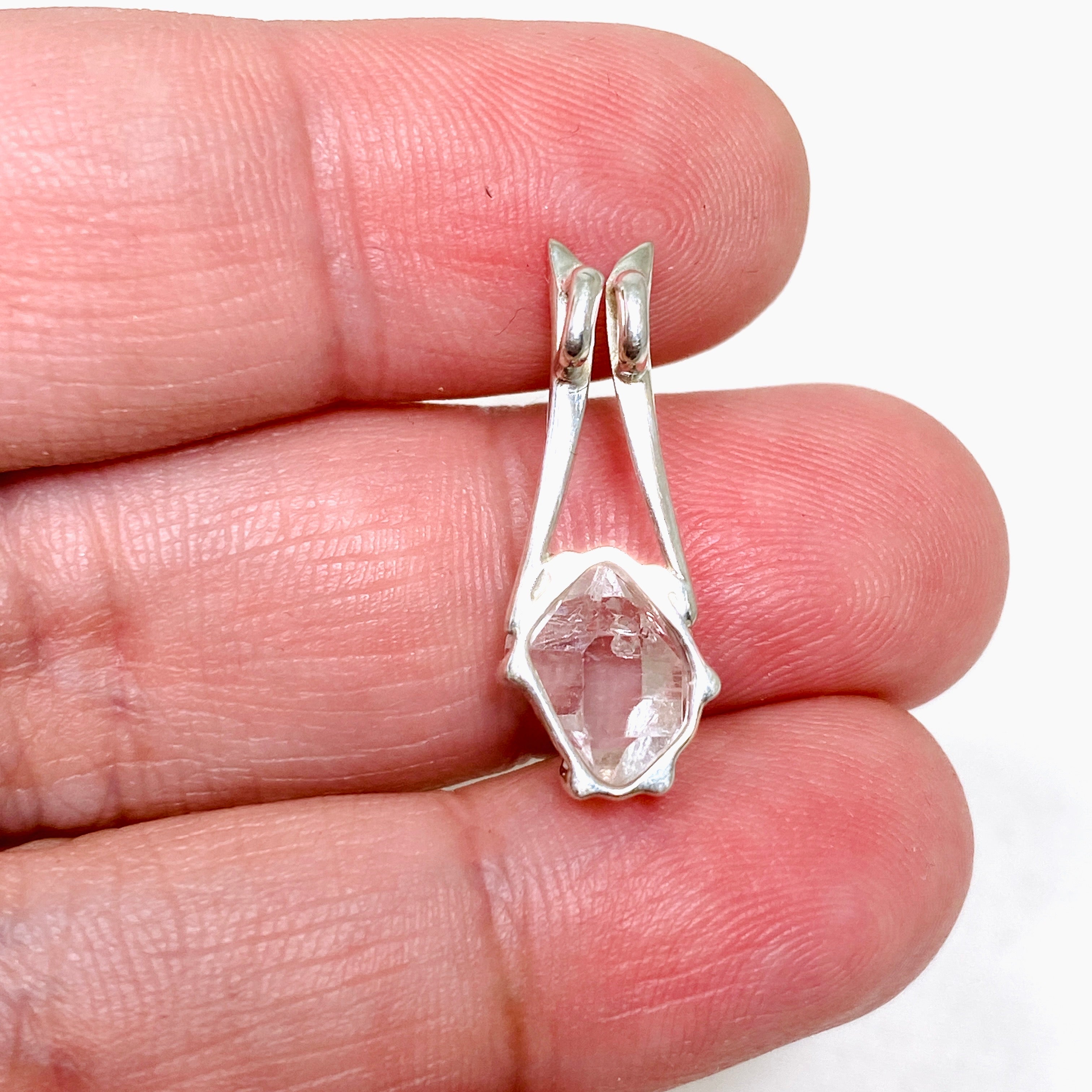 Natural Herkimer Diamond Pendant Necklace - 70 Carat BTP (Beaded Triangle Pendant) - Healing Crystal Jewelry for Meditation, Energy Work & Spiritual Gifts