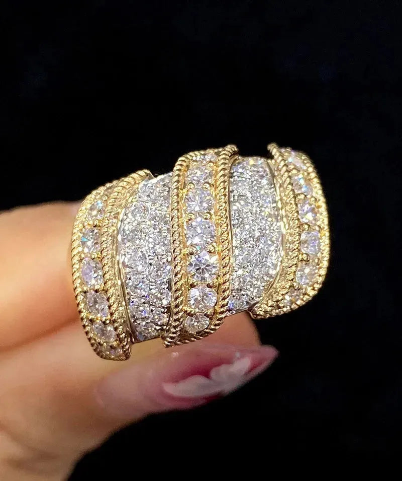 18K White & Yellow Gold Vintage Style Diamond Engagement Ring for Women - 1.13 Carat Real Natural Diamond Wedding Ring, Anniversary Gift, Party Jewelry (Perfect for Proposals, Weddings, Date Nights & Special Occasions)