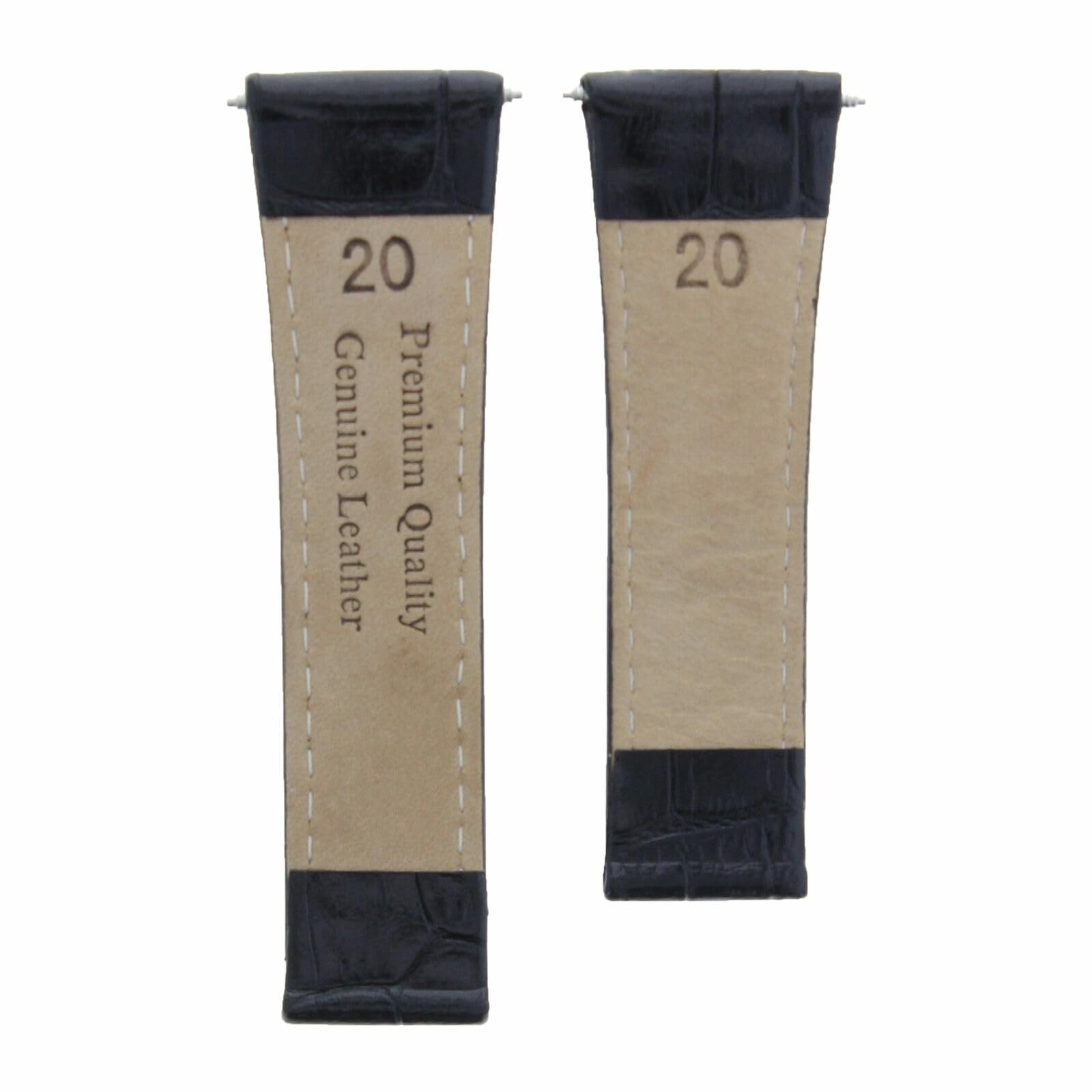 Genuine Leather Watch Band Strap Compatible with Rolex Daytona 116519 - Black with White Stitching Short - Premium Replacement Watch Strap with End Pieces (Lugs) - Perfect for Business, Casual & Formal Occasions