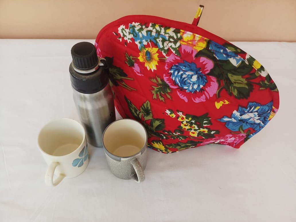 Handmade Indian Mandala Tea Cozy for Teapot - Printed Cotton Pot Cover (TC Salimar Red) | Perfect for Afternoon Tea, Kitchen Decor & Gift Giving