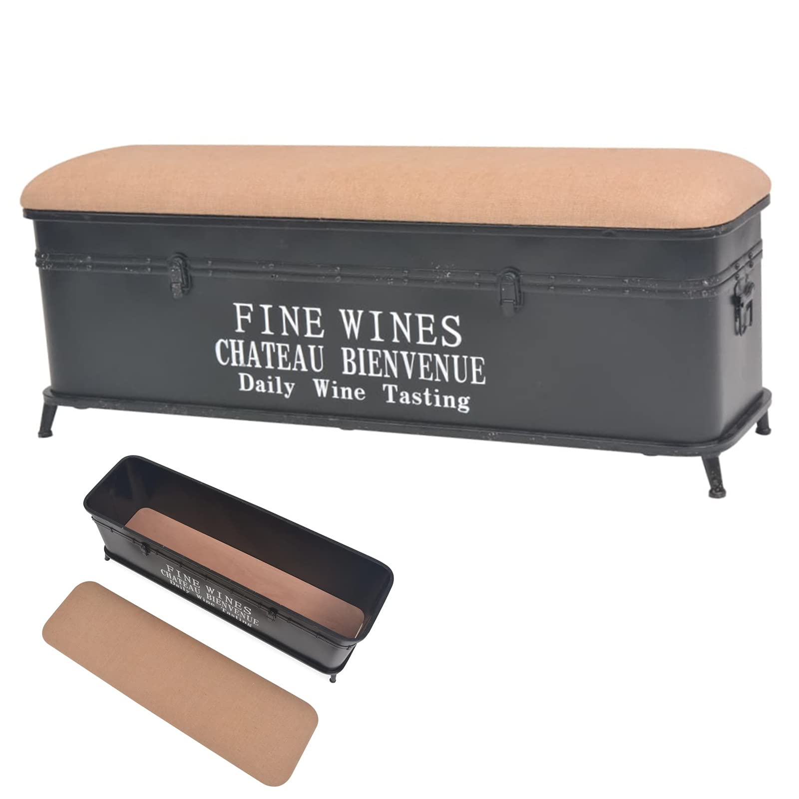 Multifunctional Storage Bench with Padded Seat & Sturdy Steel Frame - 40.6