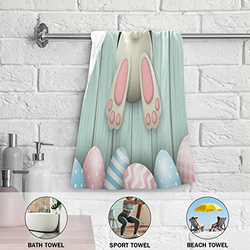 Premium Soft Hand Towels 2-Pack - Funny Easter Bunny Rabbit Eggs Design for Bathroom, Kitchen & Beach - Absorbent & Quick-Drying Towels for Home, Travel & Gifts