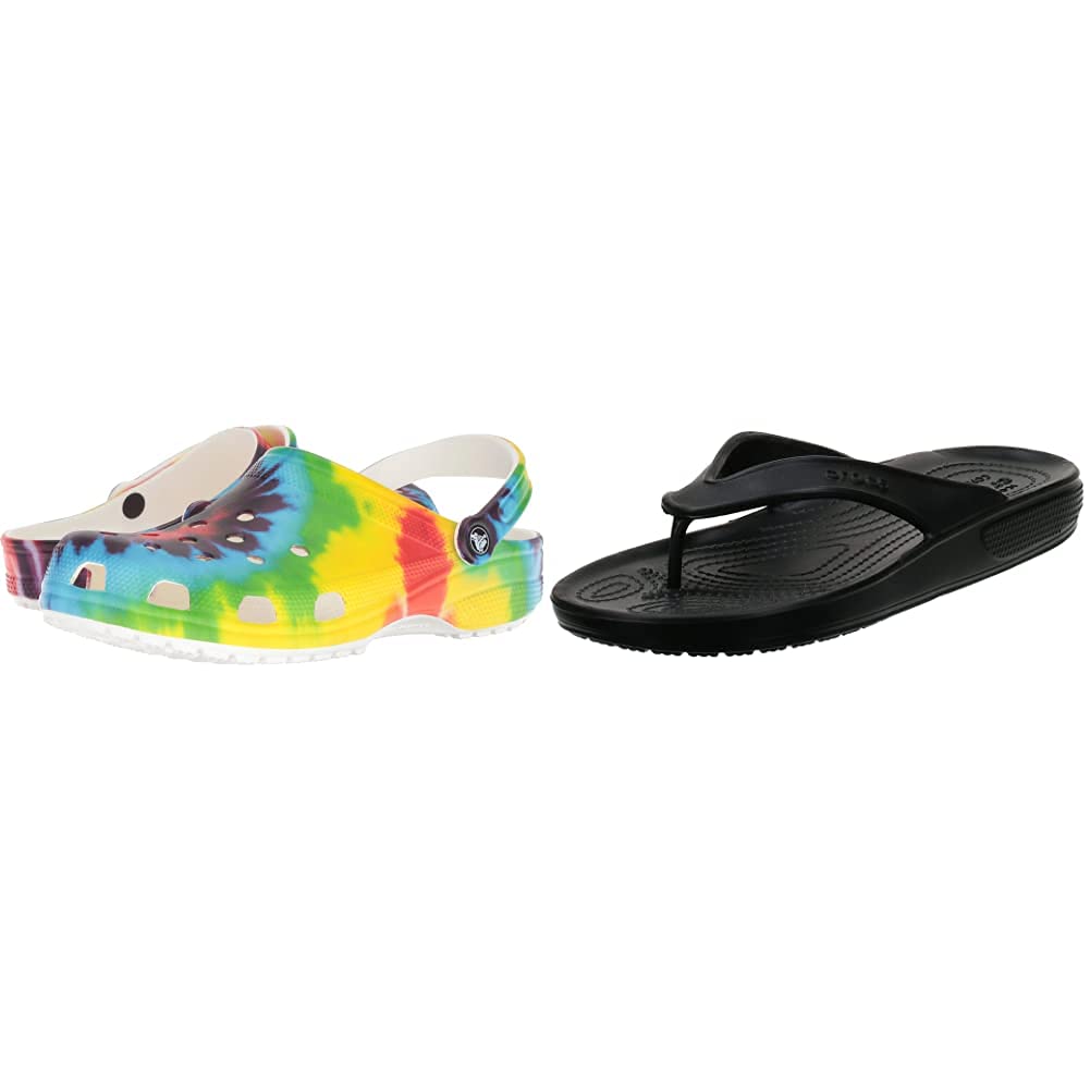 Crocs Men's & Women's Classic Clog & Sandal 2-Pack Bundle - Comfortable Slip-On Shoes for Indoor & Outdoor Wear - Perfect for Home, Garden, Beach and Casual Outings