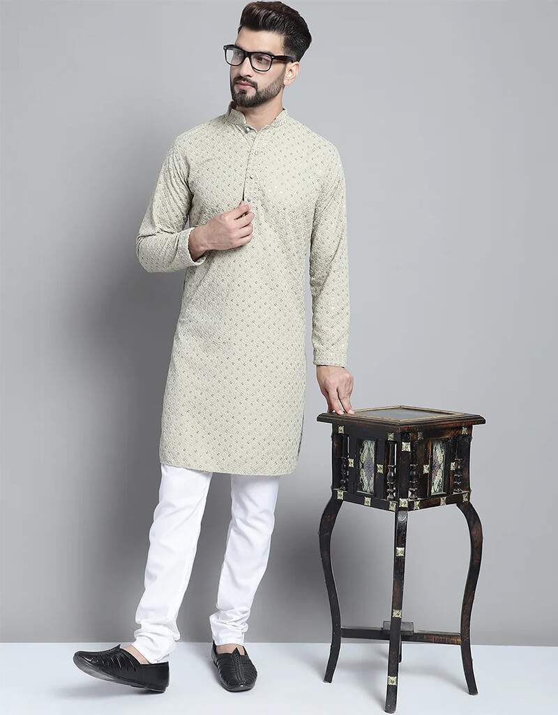Stylish Beige Cotton Kurta Pants for Women - Comfortable & Breathable Ethnic Wear for Festivals, Parties & Casual Outings
