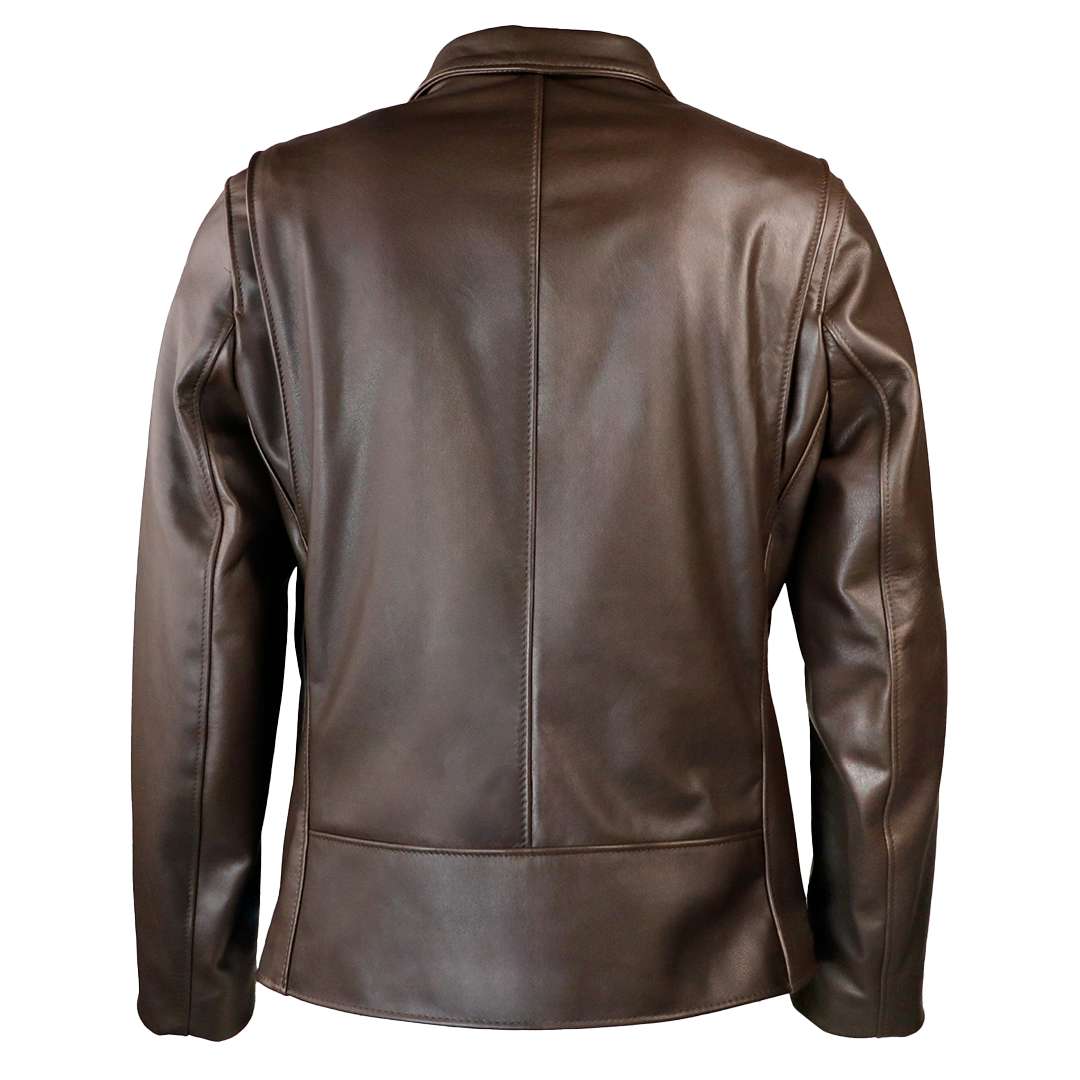 Schott NYC Lightweight Cowhide Delivery Jacket - Genuine Leather Motorcycle Jacket for Men, Brown - Perfect for Riding, Casual Wear & Outdoor Adventures