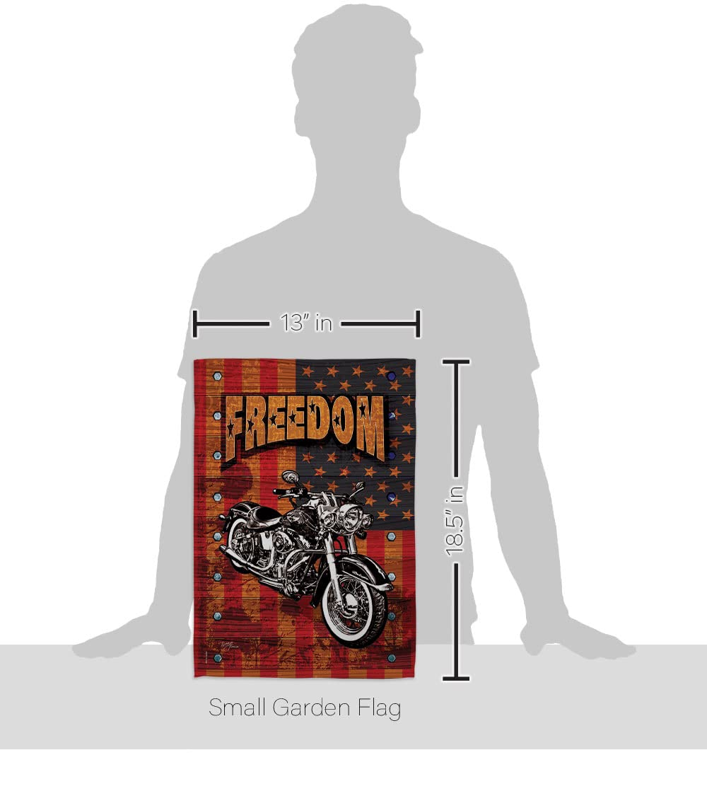 Americana Motorcycle Banner - Patriotic Vertical Garden Flag 13x18.5in for Outdoor Decor