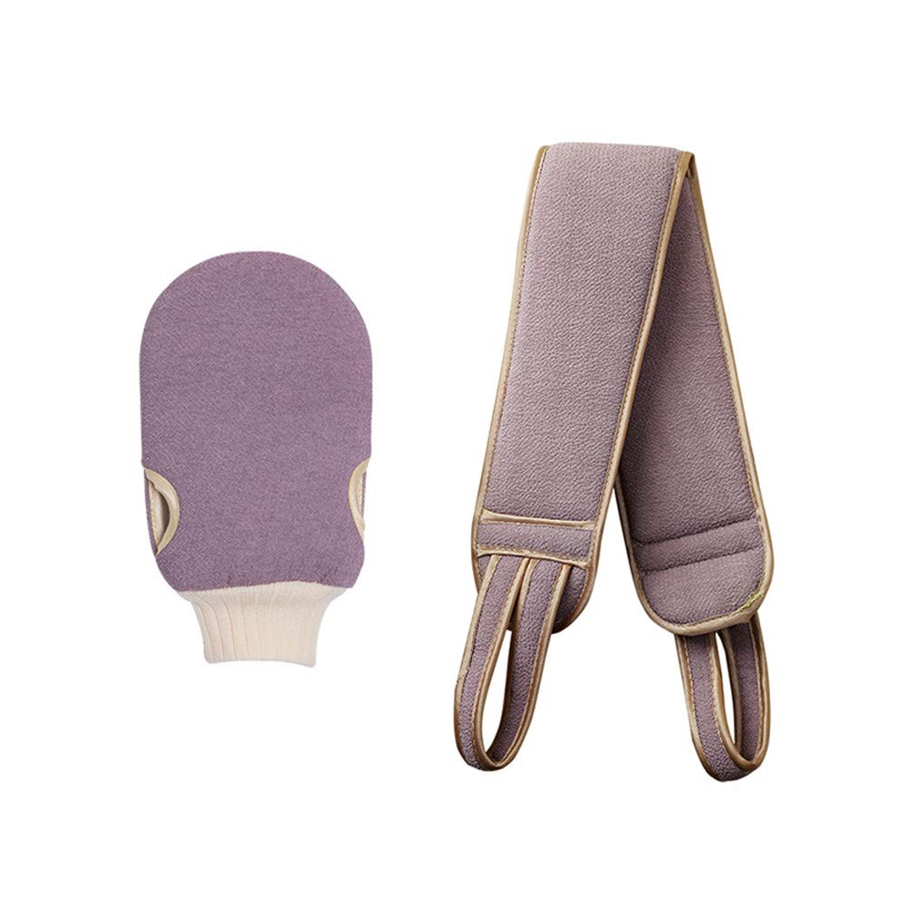 Exfoliating Back Scrubber & Shower Gloves Set - Dead Skin Remover for Men & Women | Bath & Shower Accessories for Smooth Skin (Purple) - Perfect for Spa Days & Deep Cleansing Routine