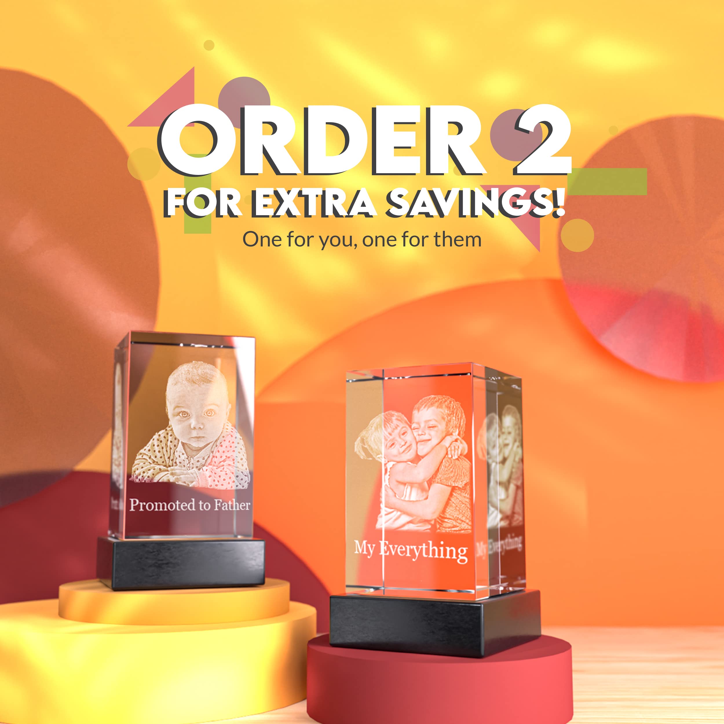 3D Laser Engraved Crystal Photo Gift - Personalized Custom Keepsake for Mom, Dad, Men & Women - Engraved Inside Landscape Crystal with Your Picture - Perfect for Christmas, Anniversary, Wedding & Special Occasions