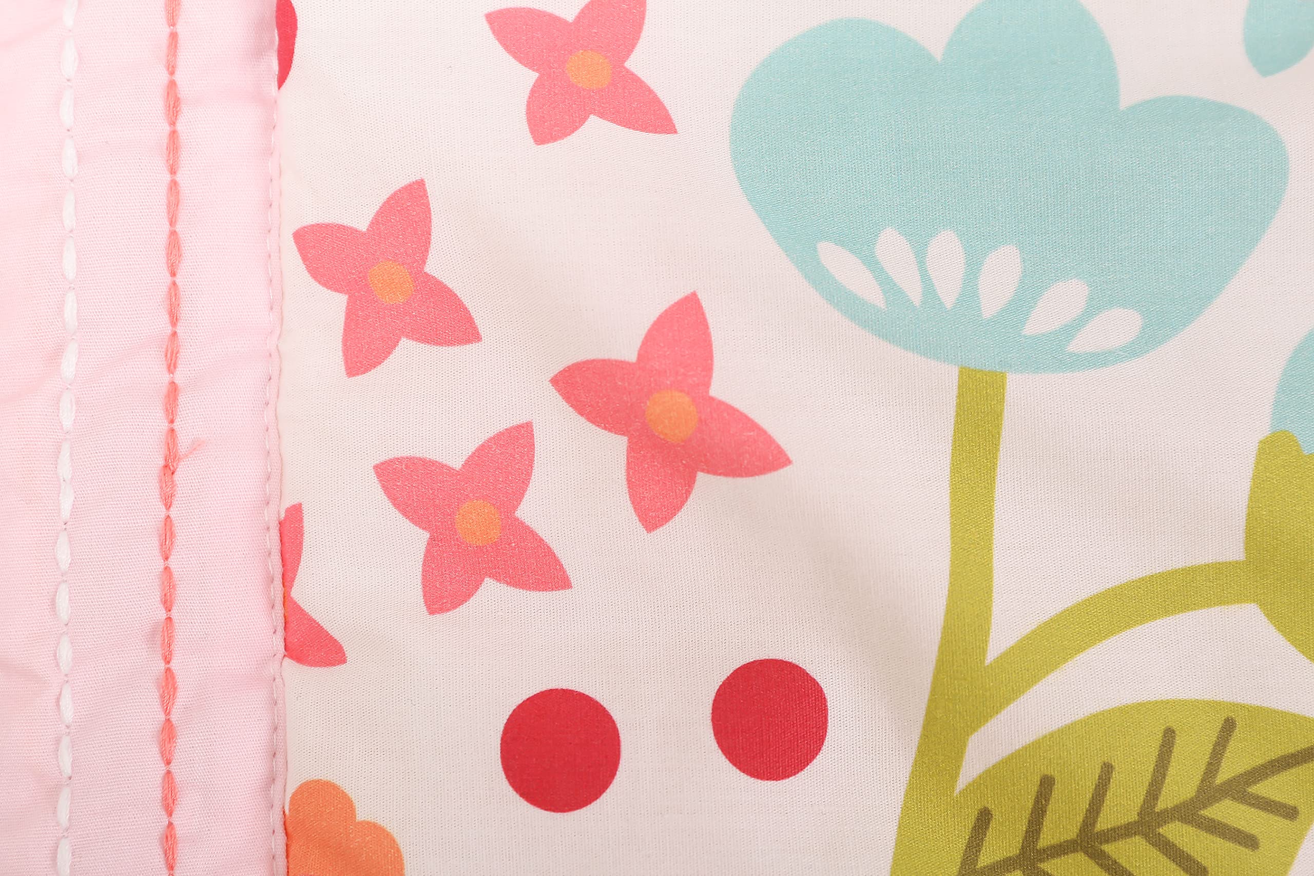 100% Cotton 6-Piece Pink Floral Baby Crib Bedding Set - Includes Quilt, Fitted Sheet, Skirt, Blanket, Diaper Storage Bag & Window Valance - Soft Flower Pattern Nursery Bedding for Girls - Perfect for Nursery Decor, Baby Showers & Newborn Gifts