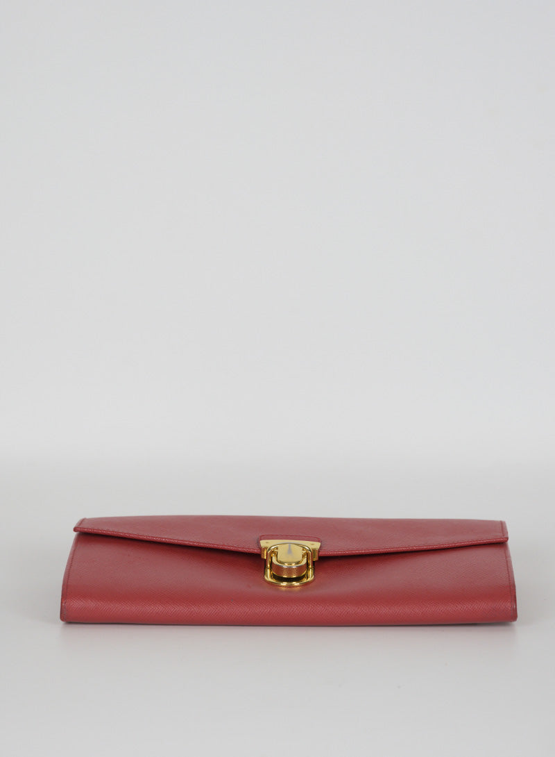 Prada Saffiano Leather Pochette Handbag in Red - Elegant Clutch for Women, Perfect for Parties, Weddings & Evening Events