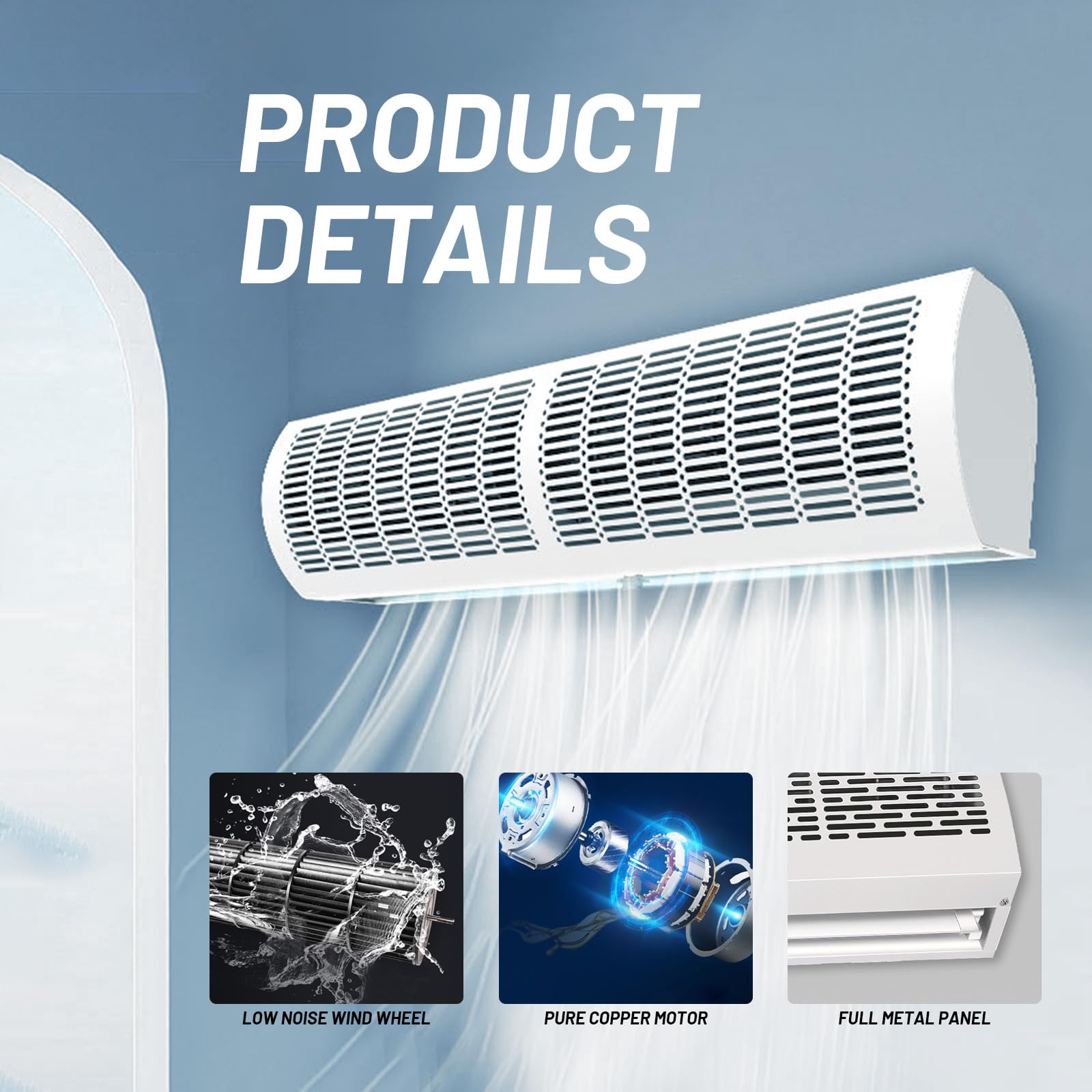 36/48/60 Inch Commercial Air Curtain Blower - Aluminum Alloy Fly Fan with Remote Control, 110V for Doors - Keep Flies & Insects Out - Perfect for Restaurants, Stores & Warehouses