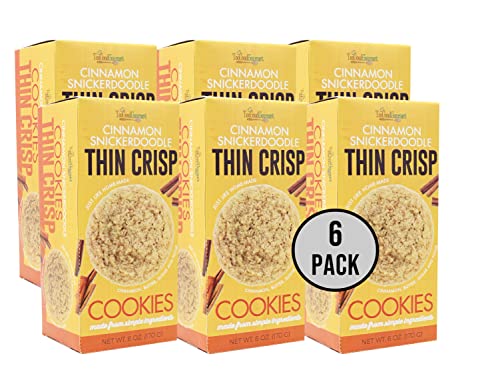 Too Good Gourmet Cinnamon Snickerdoodle Thin Crisp Cookies - Crunchy Cinnamon Sugar Cookies | 6-Pack Dessert Snacks | Perfect for Gifts, Parties & Coffee Time