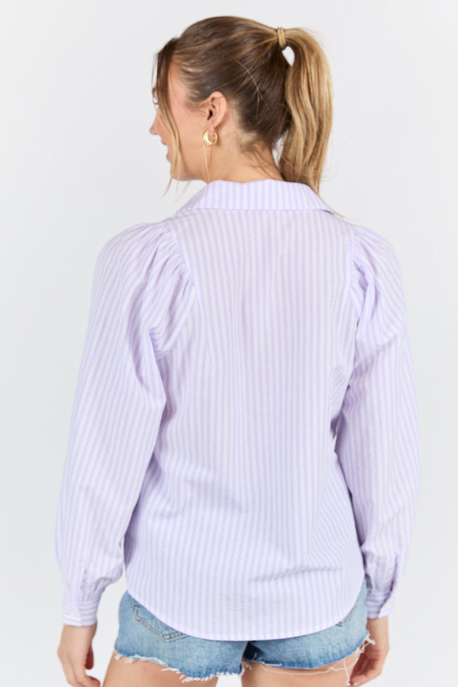 Lilac Striped Button Down Shirt for Women - Stylish Casual & Office Wear - Perfect for Spring & Summer Outfits