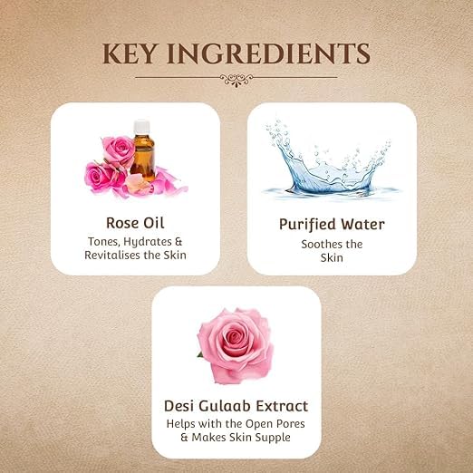 Pure Ayurvedic Rose Water Face Mist Toner - 100% Natural Rose Oil & Purified Water for Dry Skin | Hydrating, Glow Boosting, Makeup Remover | 100ml Chemical-Free Facial Spray | Perfect for Morning Skincare Routine, Post-Workout Refresh & Makeup Setting