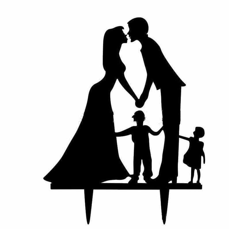Bride, Groom & Kids Wedding Cake Topper Set - Elegant Cake Decorations for Weddings, Anniversaries & Special Occasions - Perfect for Wedding Cakes, Cupcakes & Dessert Tables