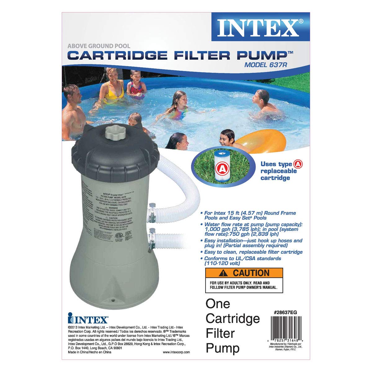Intex 12ft x 30in Above Ground Swimming Pool with Cartridge Filter Pump - Perfect for Backyard Fun, Family Gatherings & Summer Relaxation