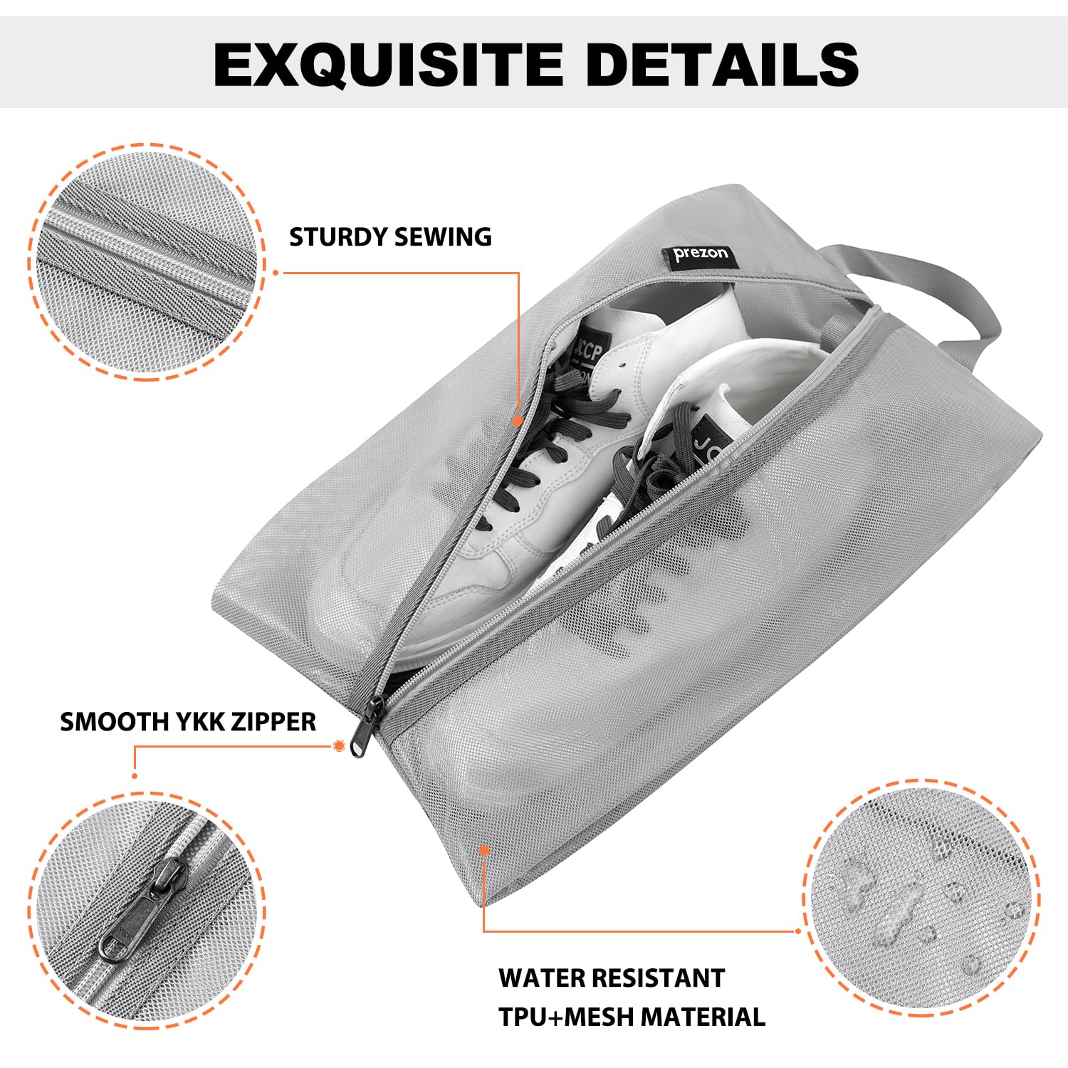 Waterproof Travel Shoe Bags - Durable TPU Mesh with YKK Zipper | Unisex Shoe Organizer for Gym, Office & Vacation | Compact Shoe Storage Pouch for Suitcase & Home Closet