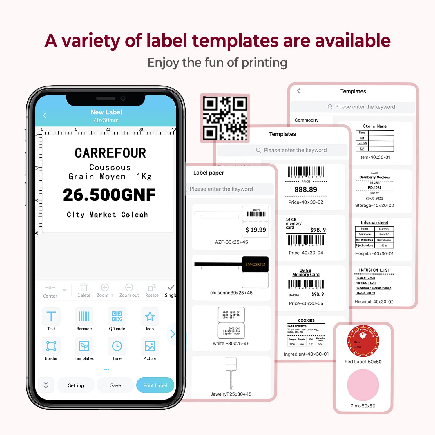 Phomemo M110 Portable Bluetooth Thermal Label Printer - 40x30mm Barcode Sticker Maker for Small Business, Shipping, Address, Logo & Clothing Labels | Perfect for Home Office, Retail & E-commerce Packaging