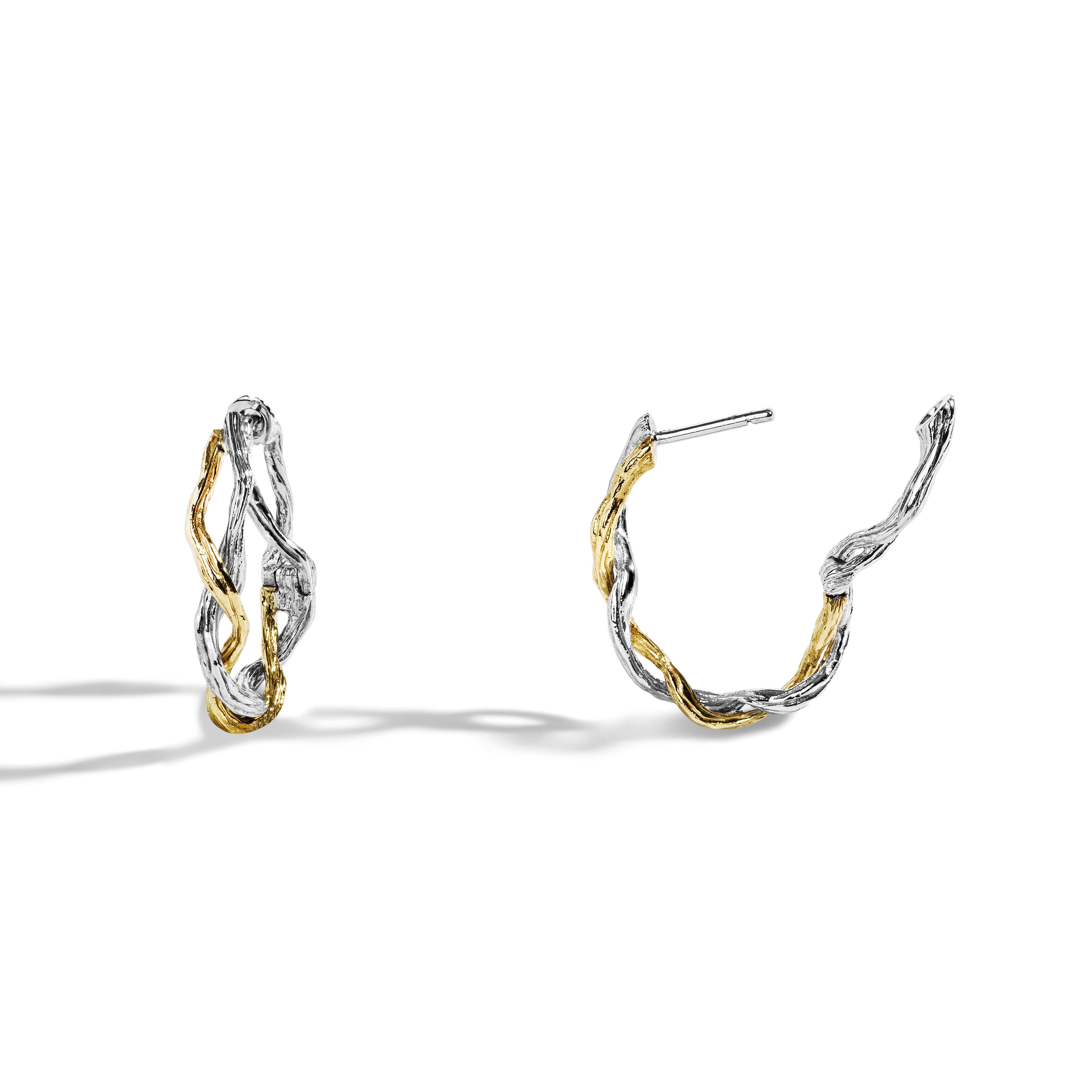 Sterling Silver & 18K Gold Wisteria 25mm Hoop Earrings for Women - Elegant Dangle Earrings for Everyday Wear, Parties & Special Occasions