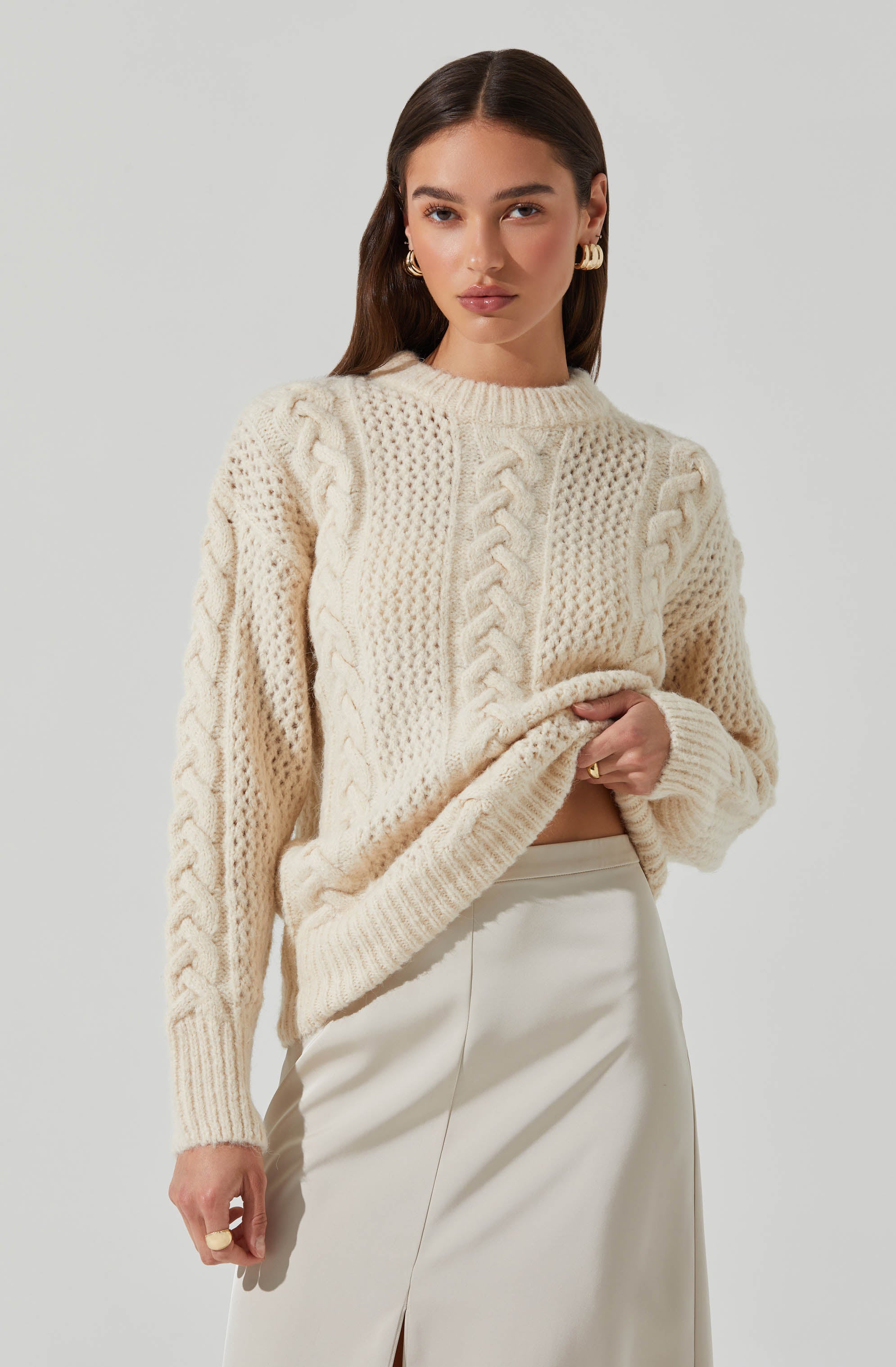 Lisbeth Cable Knit Sweater for Women - Cozy Winter Pullover with Classic Cable Design - Perfect for Casual Outfits, Office Wear & Holiday Gatherings