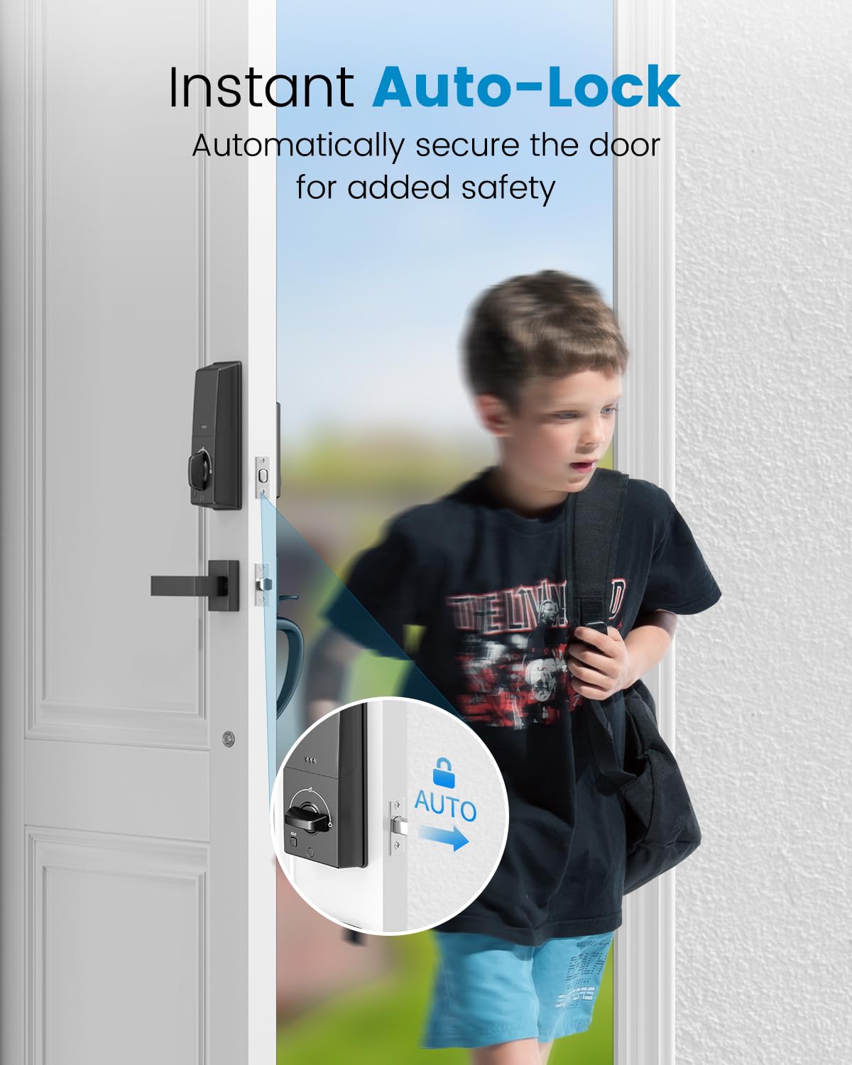 Smart Front Door Lock Set - Keyless Entry with APP Control, Fingerprint & Electronic Keypad, Auto Lock, Easy Installation (Black) - Secure Your Home with Modern Convenience for Families & Renters