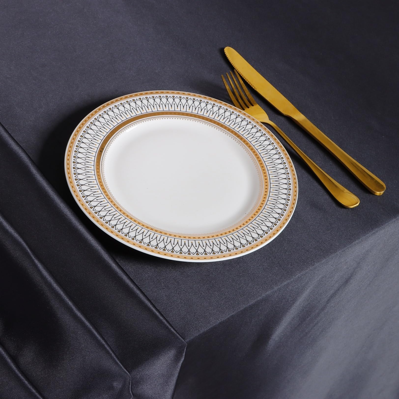ShinyBeauty 2-Pack Black Satin Tablecloth 60x102 Inches - 6FT Rectangle Table Cover for Outdoor Dining, Parties, Weddings & Halloween Decor | Smooth Fabric Table Overlay for Elegant & Festive Occasions