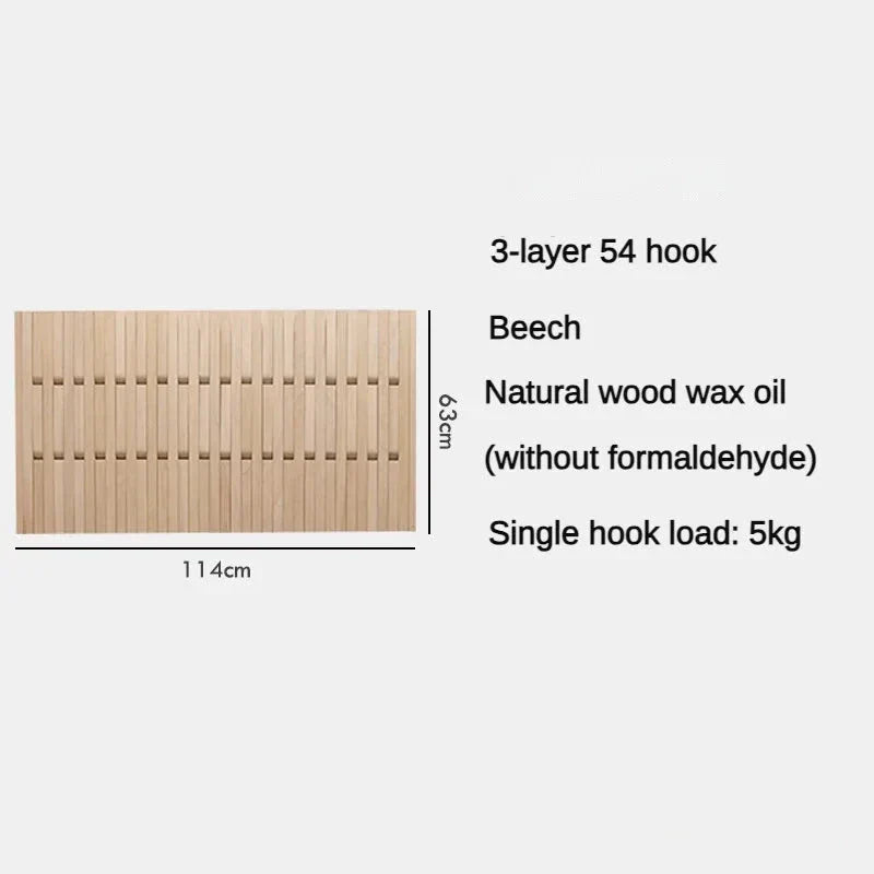 Beech Wood Wall Mounted Coat Rack - Elegant Piano Design Entryway Organizer for Hats, Scarves & Keys - Perfect for Hallway, Bedroom or Office Decor