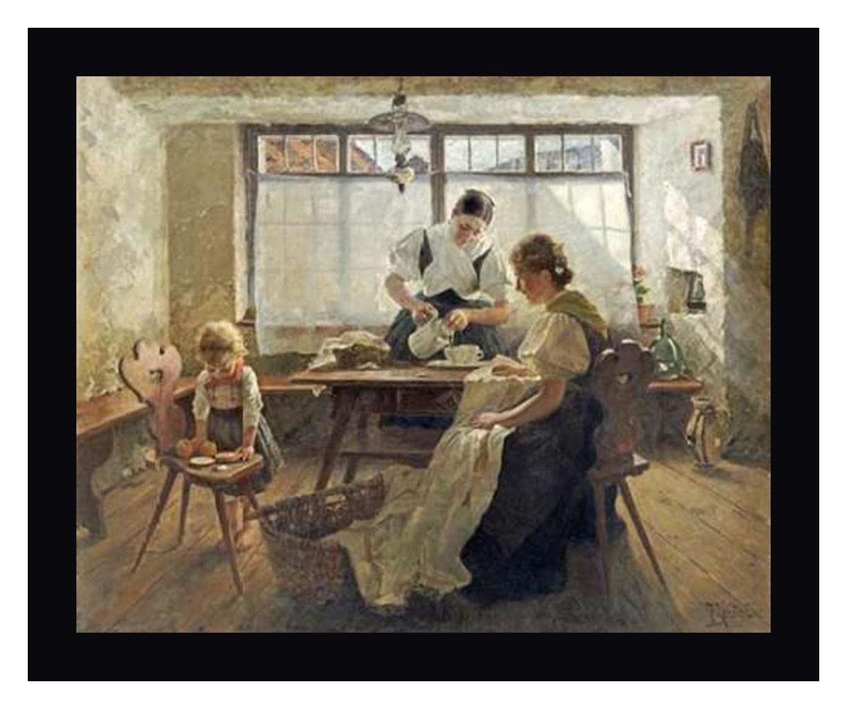 Alexander Max Koester Coffee Break Framed Canvas Art Print - 20x24 Inches - Black Wood Frame - Ready to Hang Wall Decor for Living Room, Bedroom & Office