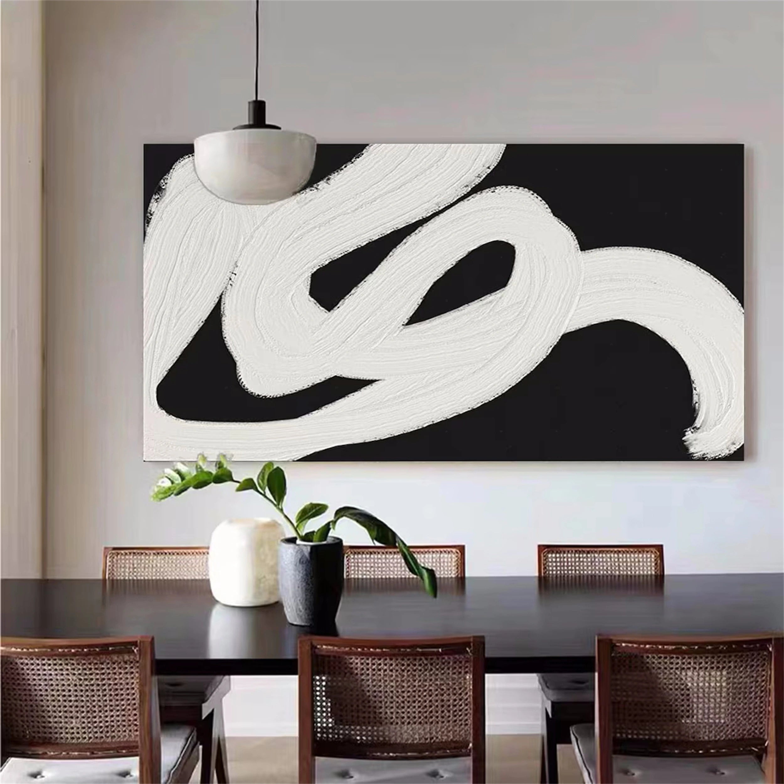 Modern Black and White Textured Minimalist Wall Art Print #MZ066 - Perfect for Living Room, Bedroom & Office Decor