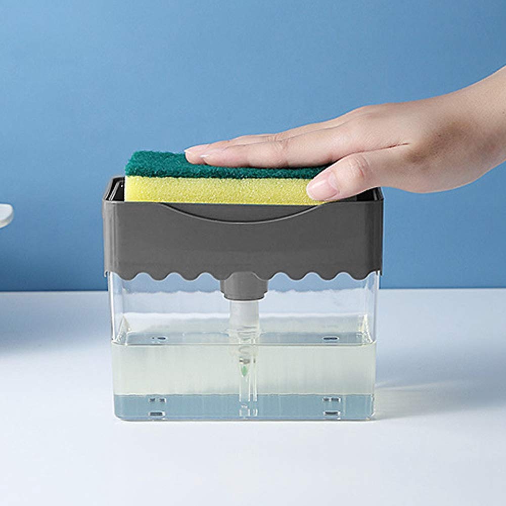 EVTSCAN Automatic Dish Soap Dispenser with Sponge Holder - Kitchen Sink Organizer for Washing Dishes, Utensils & Cookware