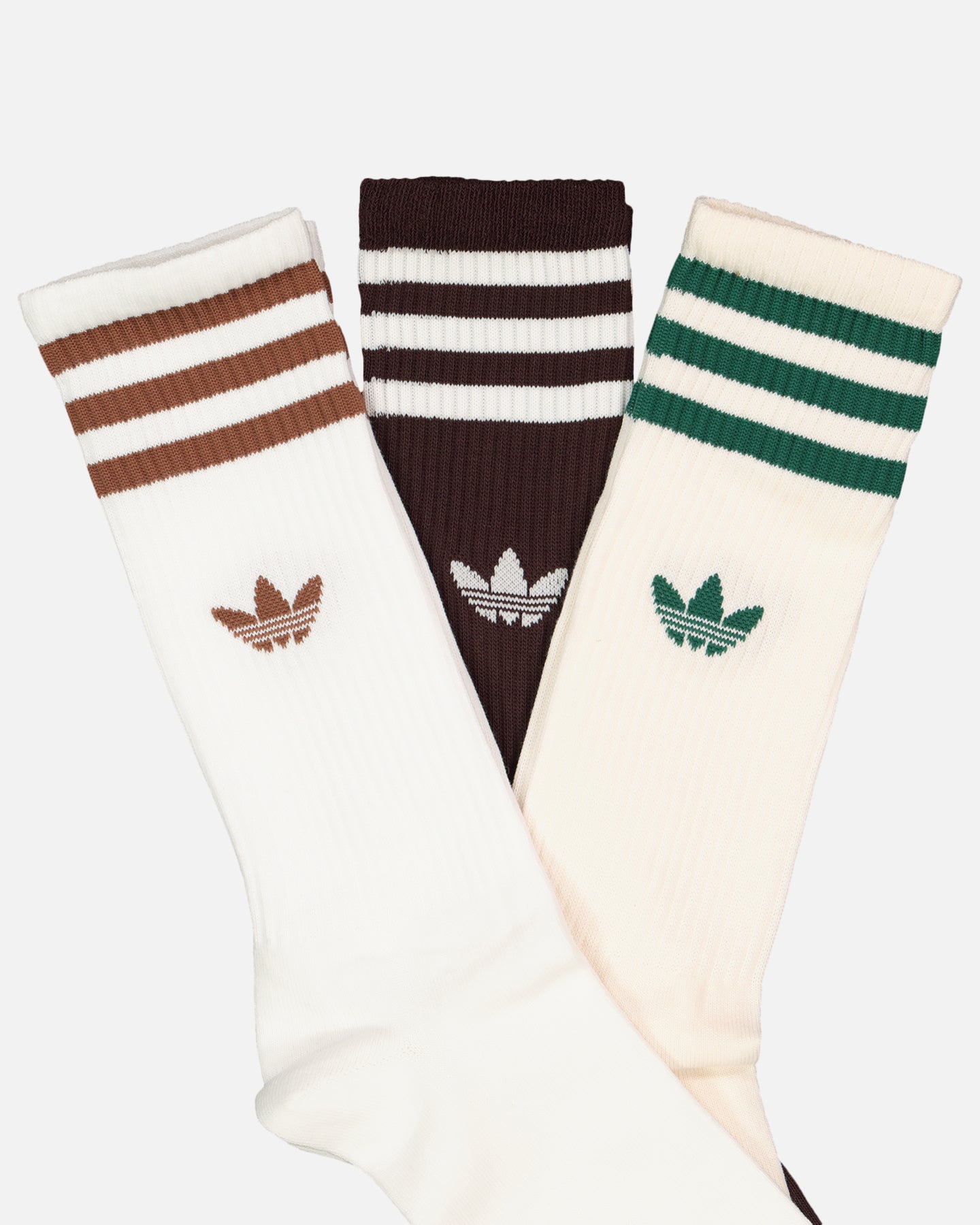 Adidas Solid Crew Socks 3-Pack (White/Shadow Brown/Wonder White) - Comfortable Athletic Socks for Men & Women - Perfect for Running, Gym & Everyday Wear