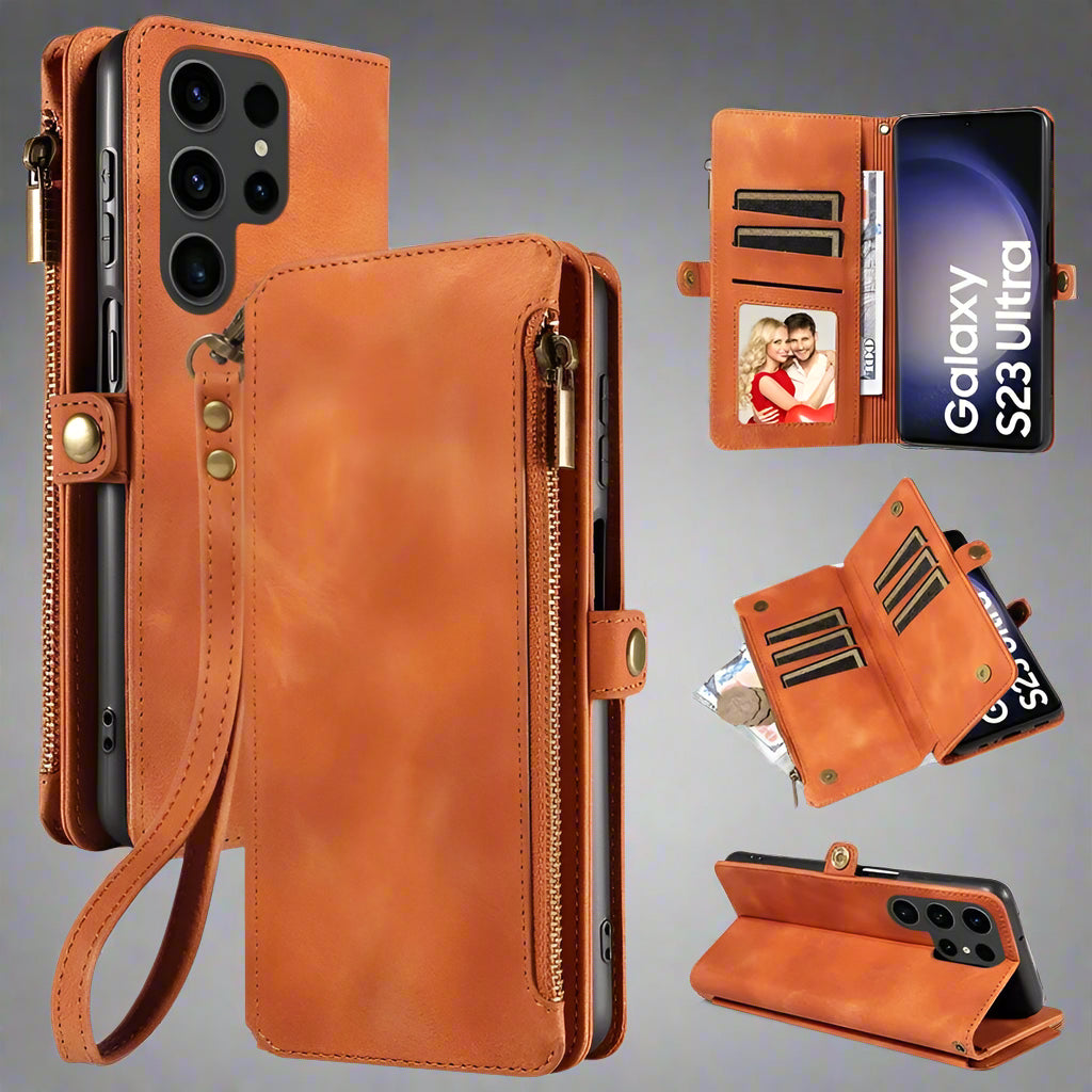 Samsung Galaxy S25 Ultra Leather Flip Wallet Case - Premium Protective Cover with Card Holder & Kickstand for Daily Use, Travel & Business