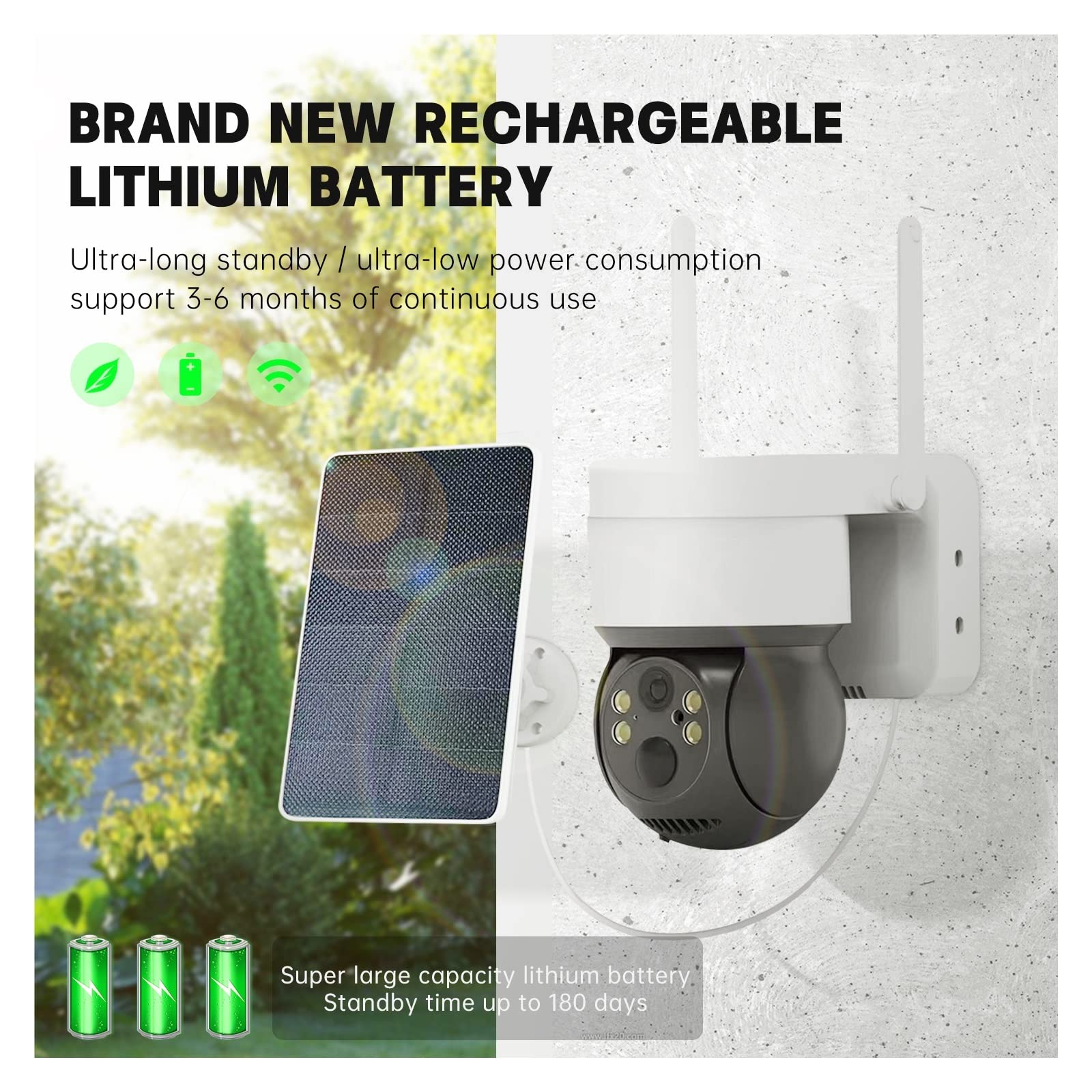 MZZYG Solar Security Camera 2.5K 4MP WiFi Wireless Outdoor Surveillance Camera with 64GB Storage - Weatherproof Battery-Powered IP Camera for Home Security, Yard Monitoring & Property Protection