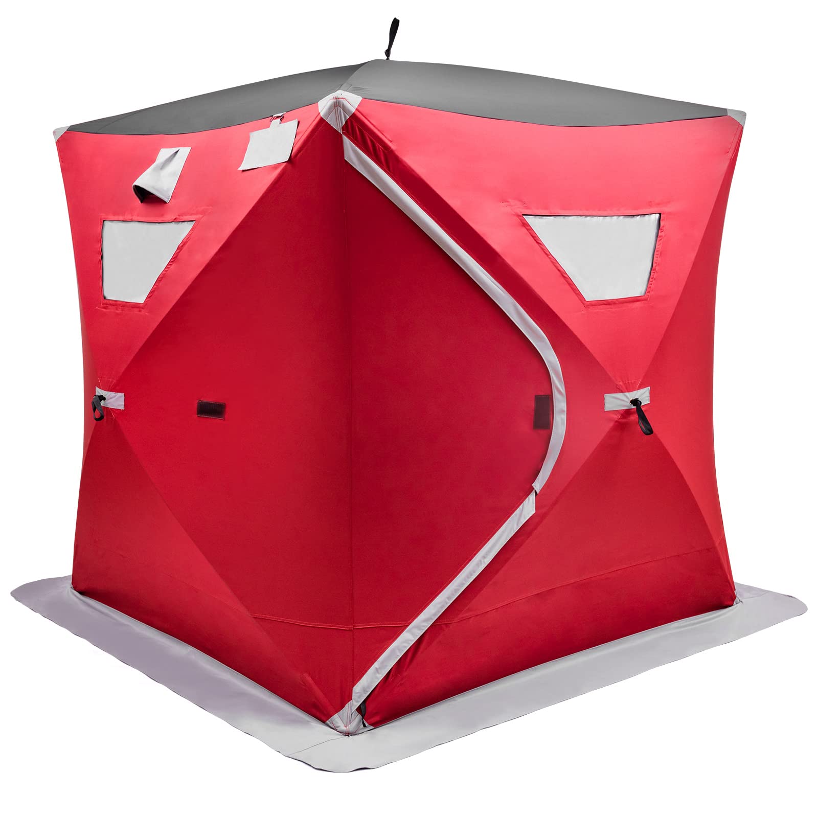 GYMAX Pop-Up Ice Fishing Shelter - Waterproof & Windproof Portable Ice Tent with Carrying Bag, Zippered Door & Ice Anchors - Perfect for Winter Fishing, Hunting & Outdoor Camping Adventures