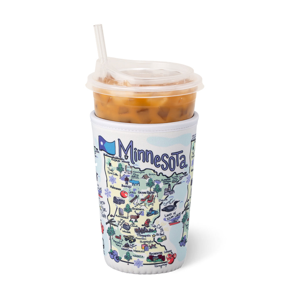 Minnesota Medium Iced Coffee Cup Coolie - Insulated Sleeve for 16oz Cold Drinks, Perfect for Iced Coffee, Smoothies and Bubble Tea - Ideal for Coffee Shops, Office Use and Summer Picnics